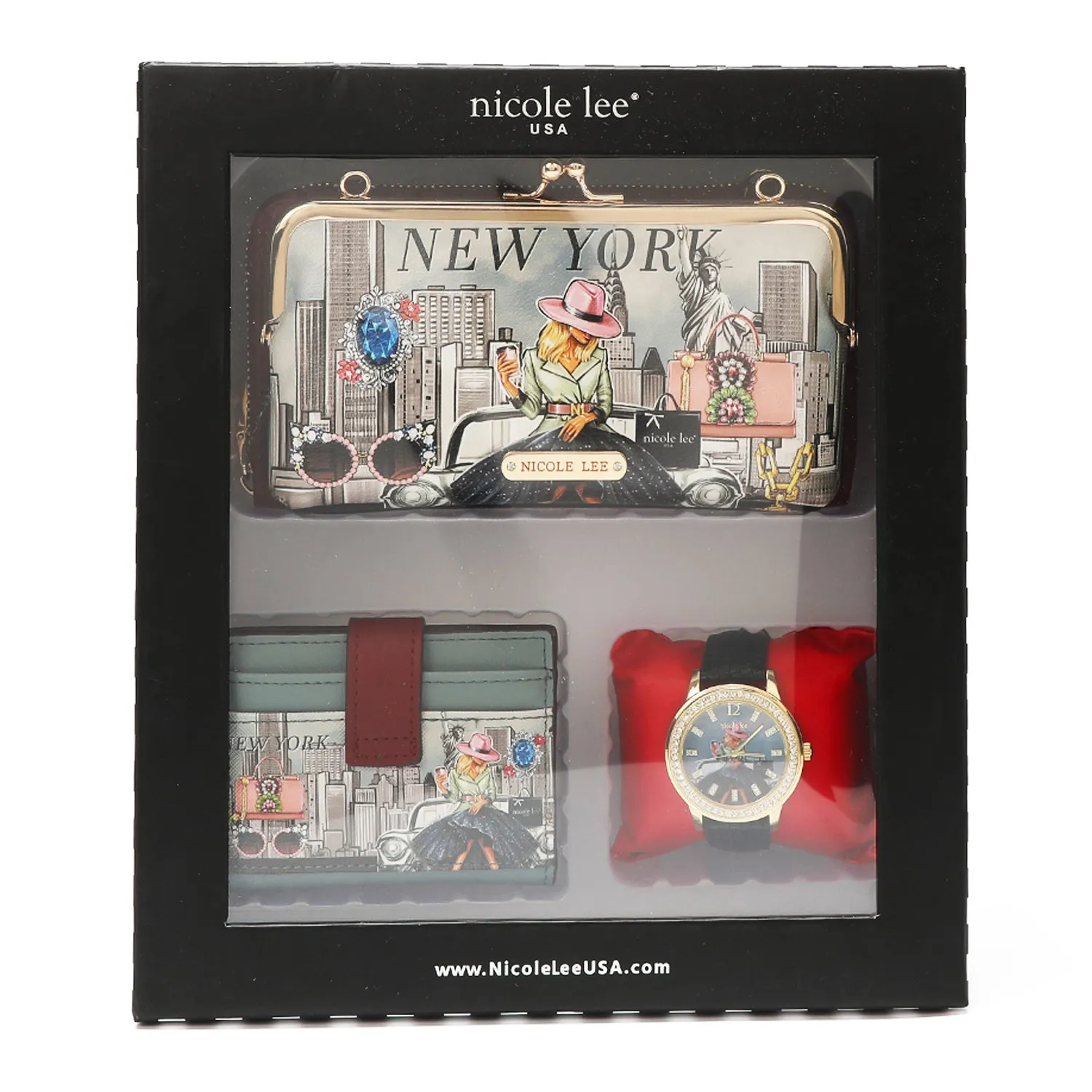 3 PIECE GIFT SET (CROSSBODY WALLET, CARD CASE, WATCH) space age