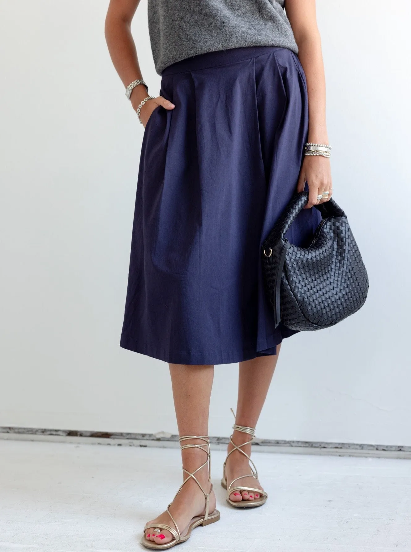 Addison Navy Midi Skirt winter warmth