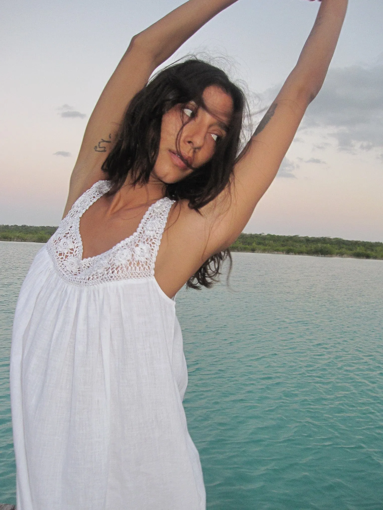 Adelia Dress in White Linen mood wear