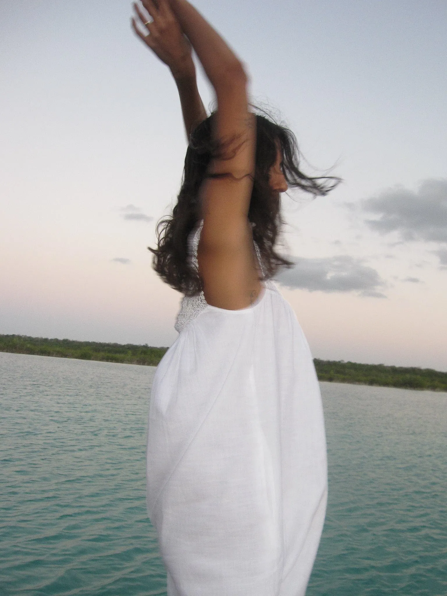 Adelia Dress in White Linen timeless shine
