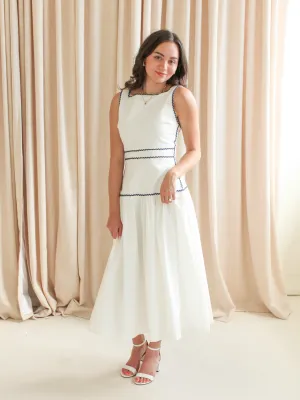 Adeline RicRac Midi Dress - Navy airy glam