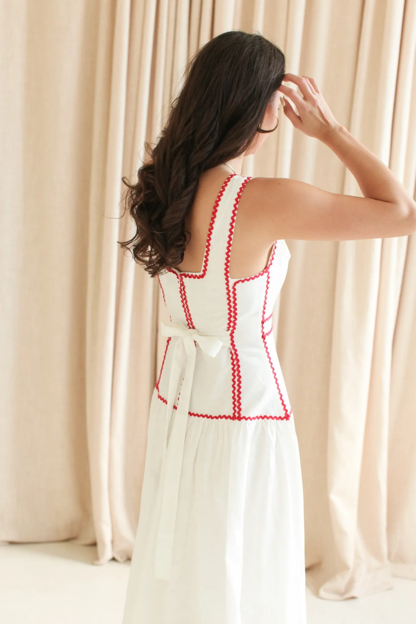 Adeline RicRac Midi Dress - Red sweet touch