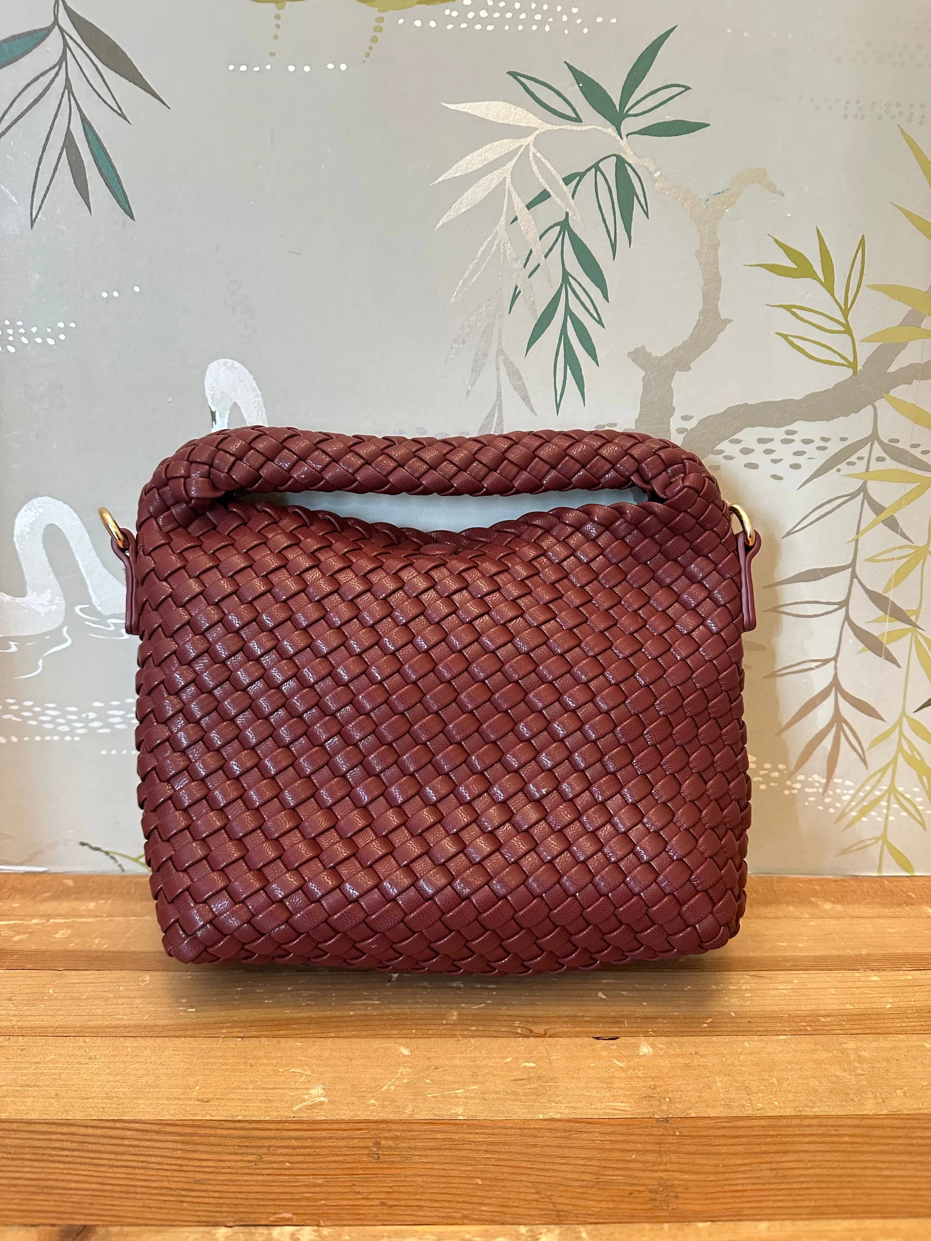 Adrianne Small Woven Bag Burgundy smart haul