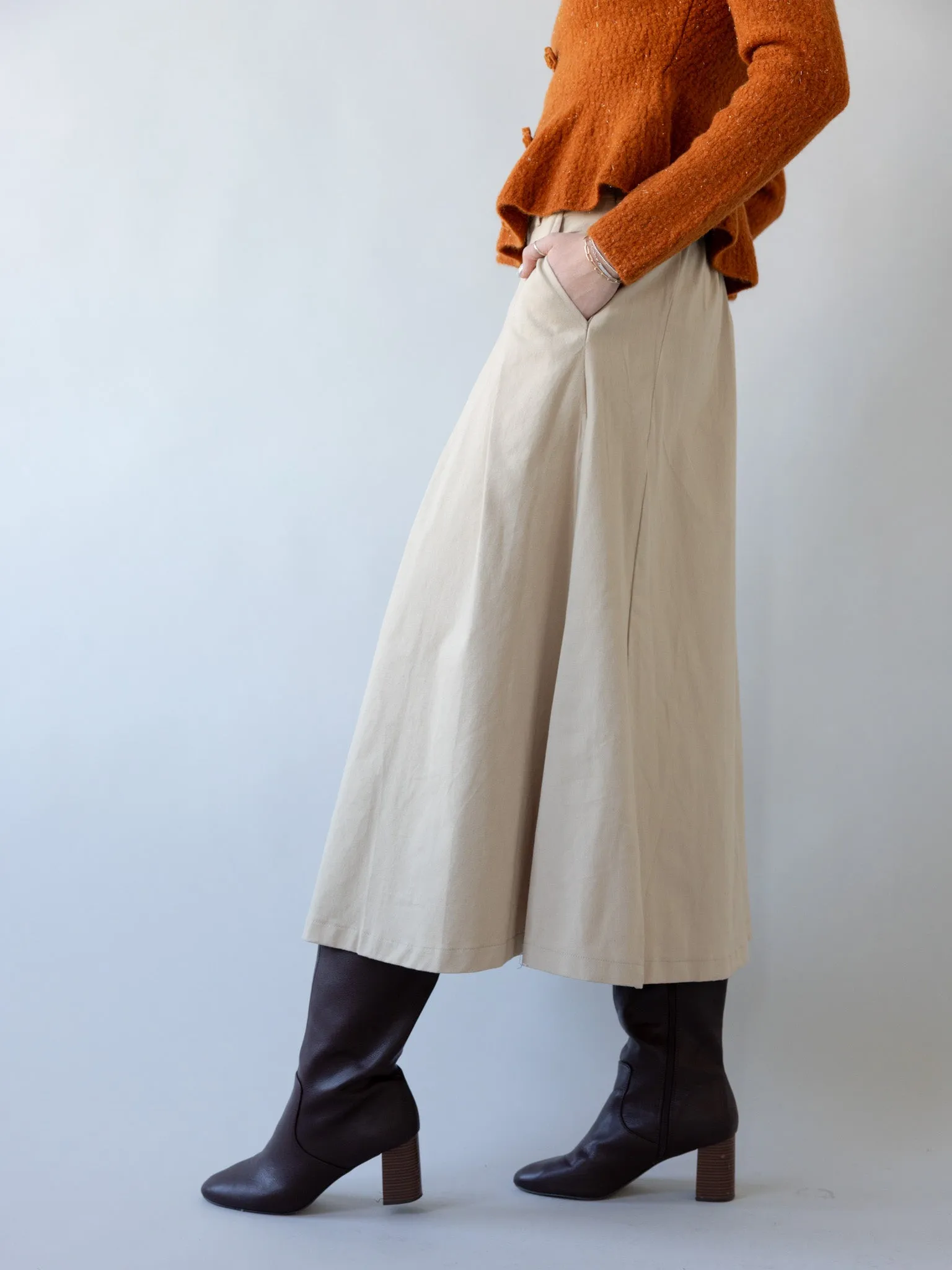 Agatha Khaki Midi Skirt evening gala