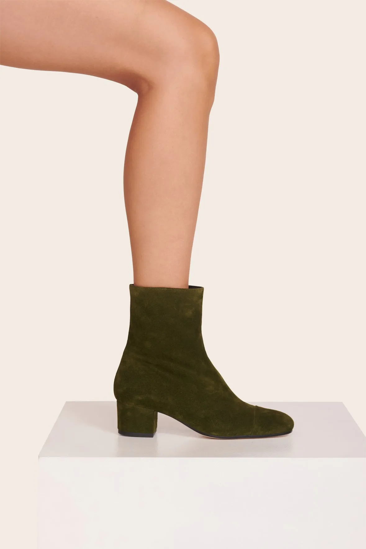 AIMEE SHORT BOOT | OLIVE SUEDE Ankle brace