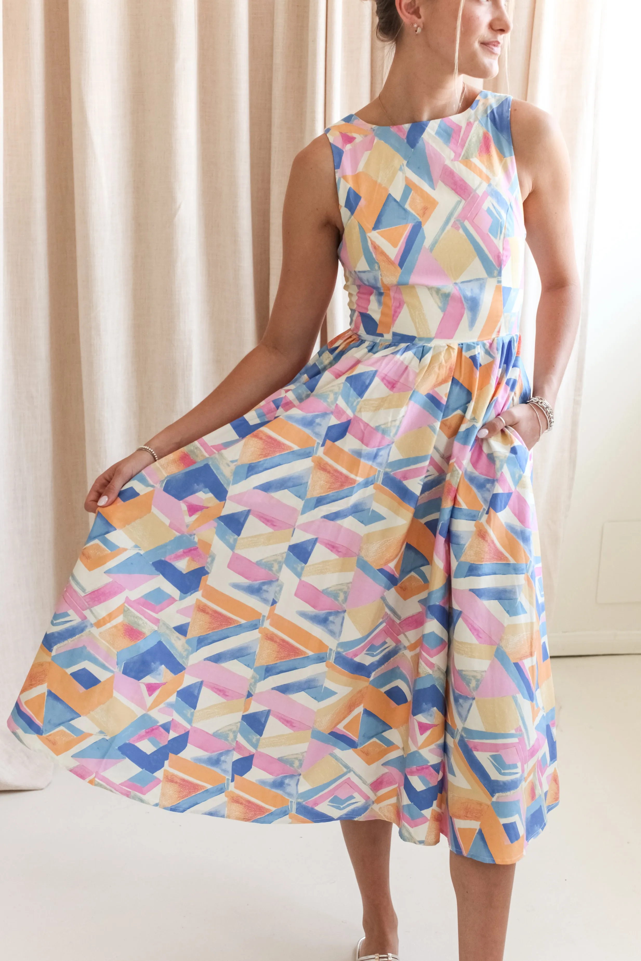 Alaina Abstract Midi Dress all occasion