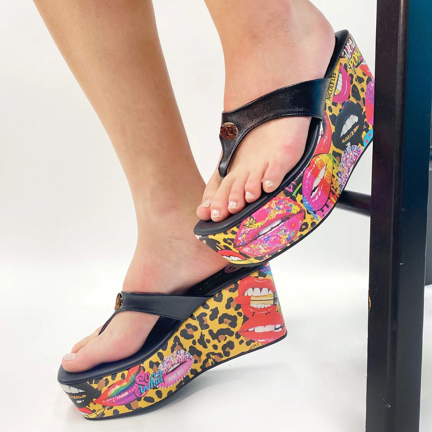ALL EMOTION FLIP FLOP WEDGE SANDALS light cushioning