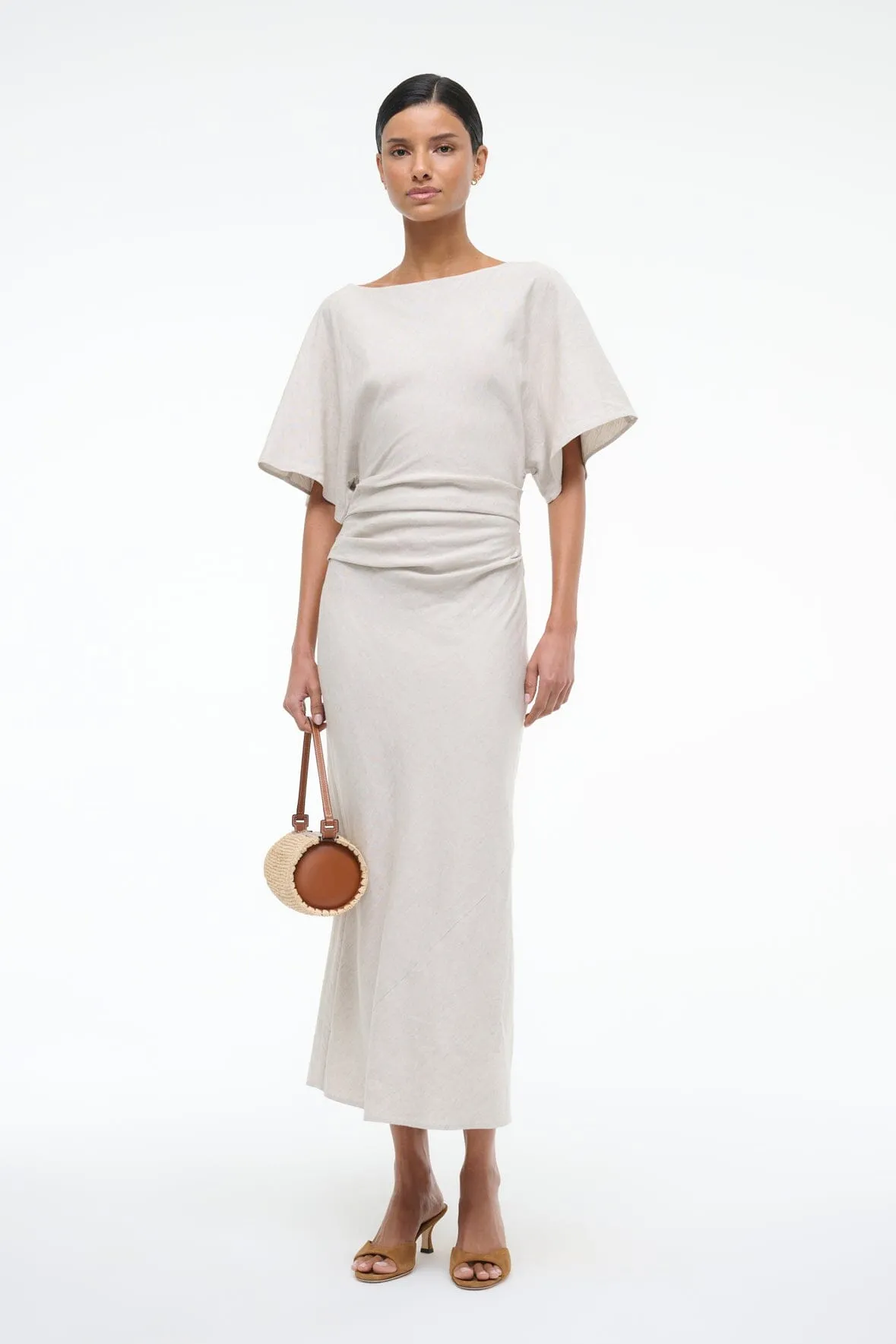 AMELIE LINEN MIDI DRESS | NATURAL celebration style