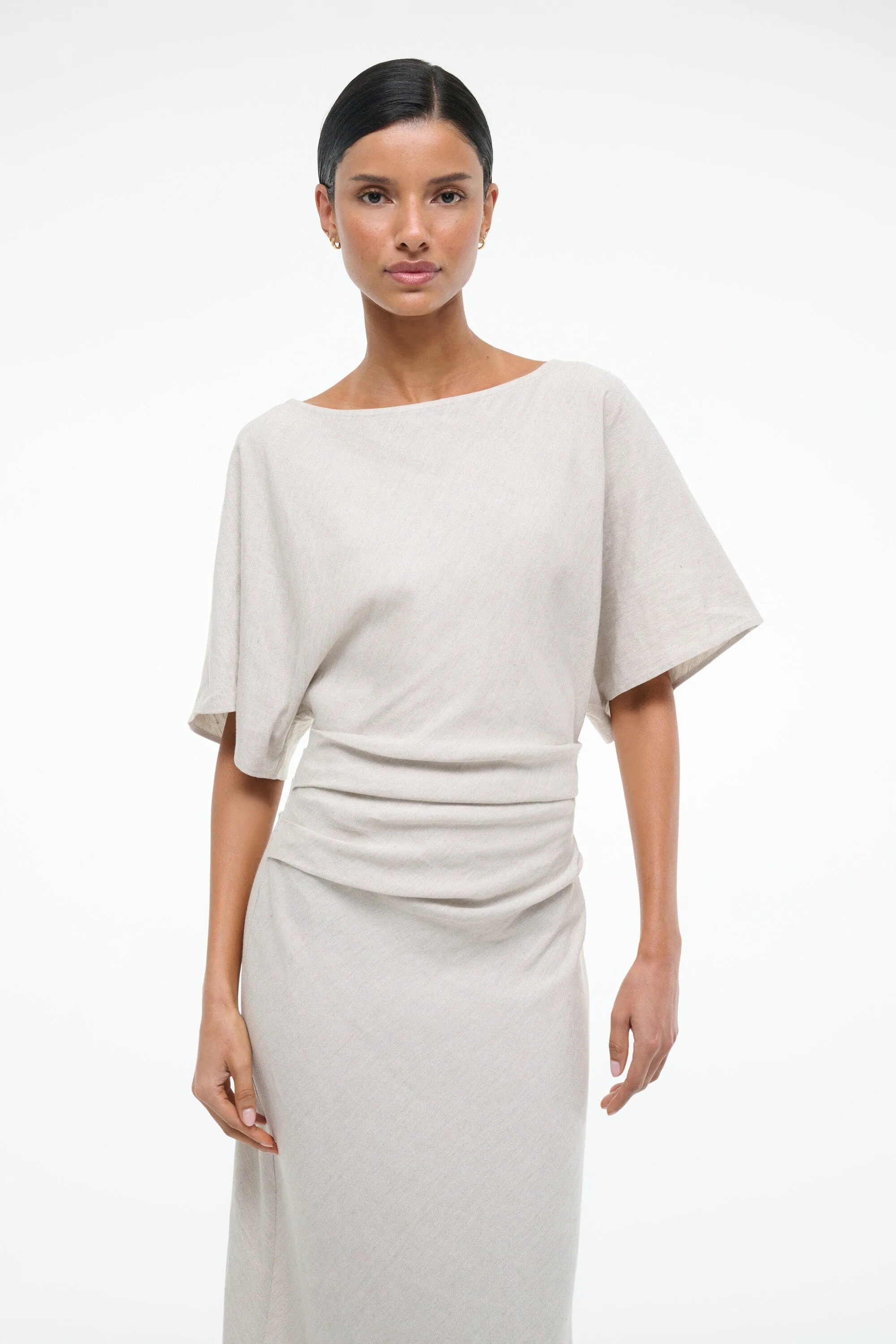 AMELIE LINEN MIDI DRESS | NATURAL easy charm