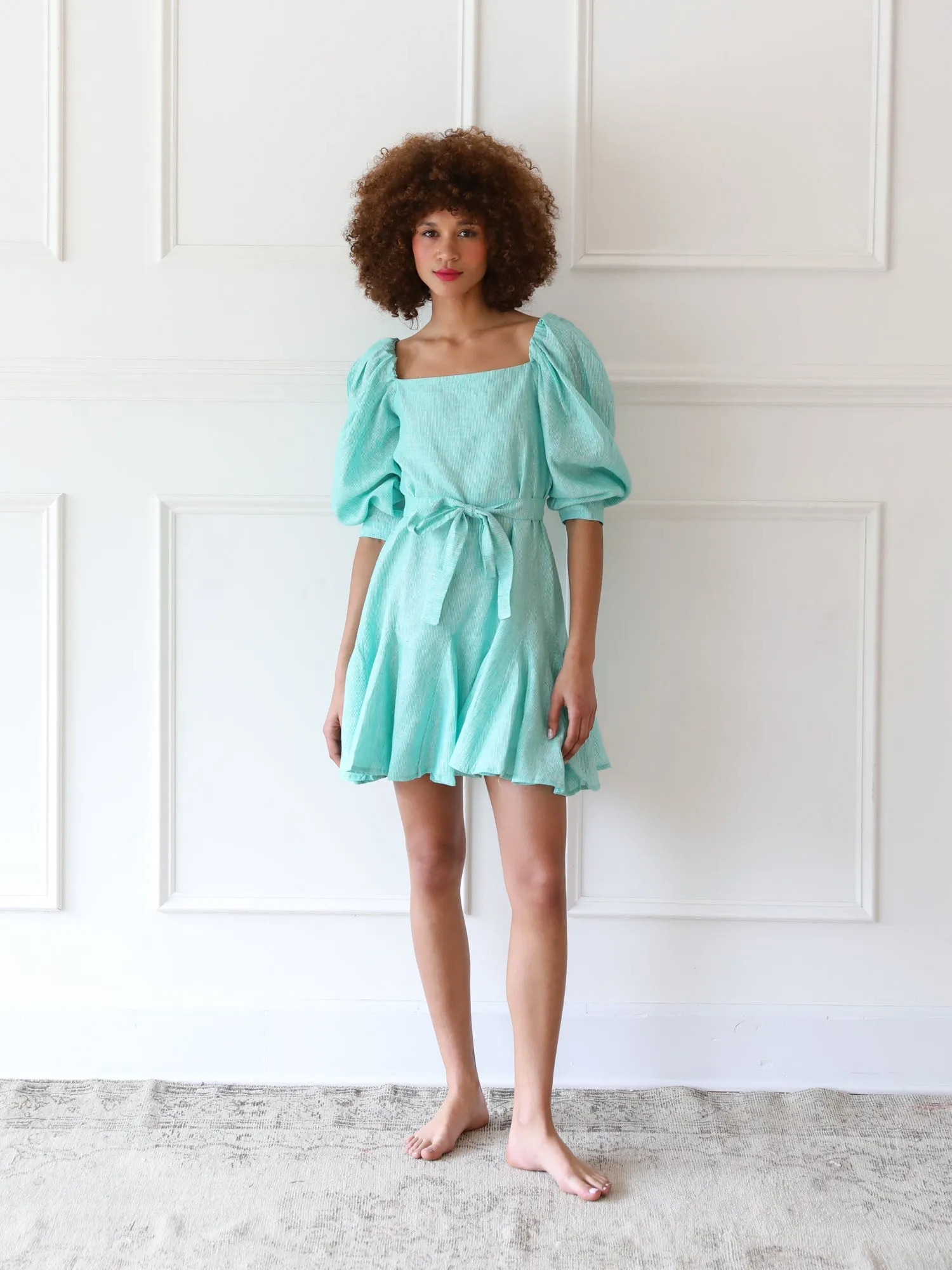 Anais Dress in Green Stripe urban style