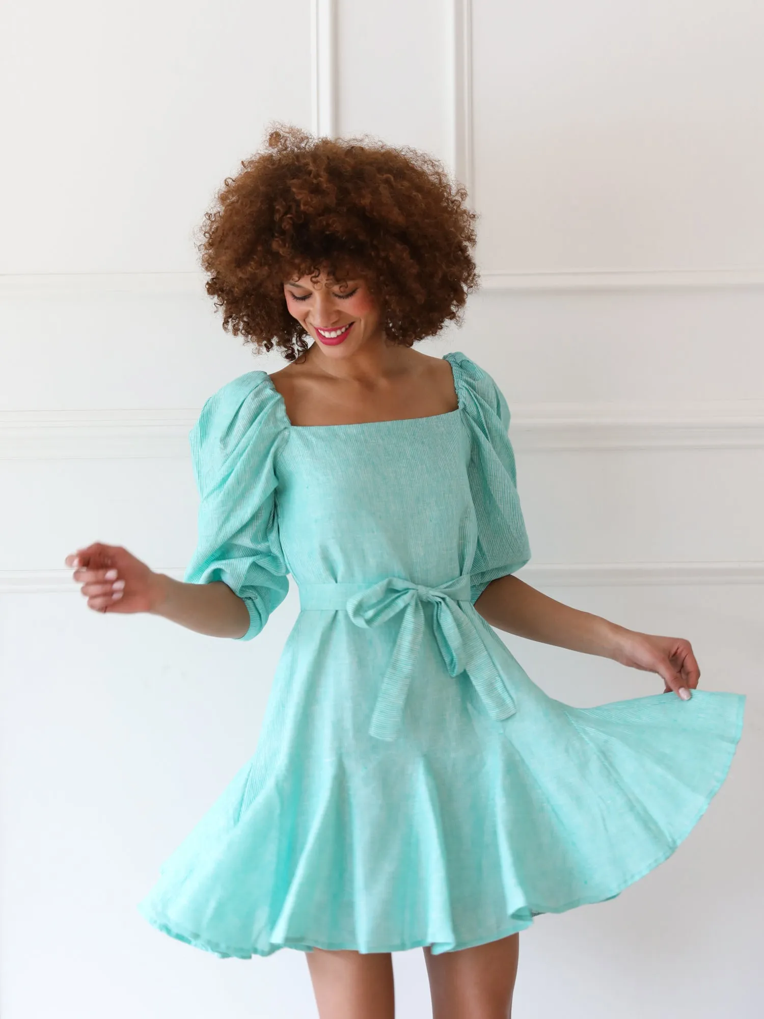 Anais Dress in Green Stripe casual days