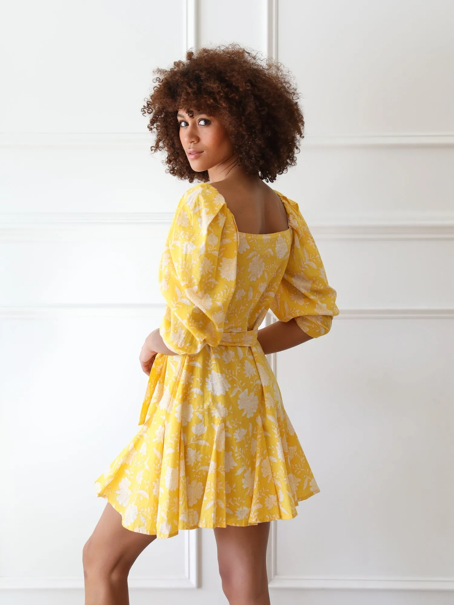 Anais Dress in Yellow Zinnia picnic day