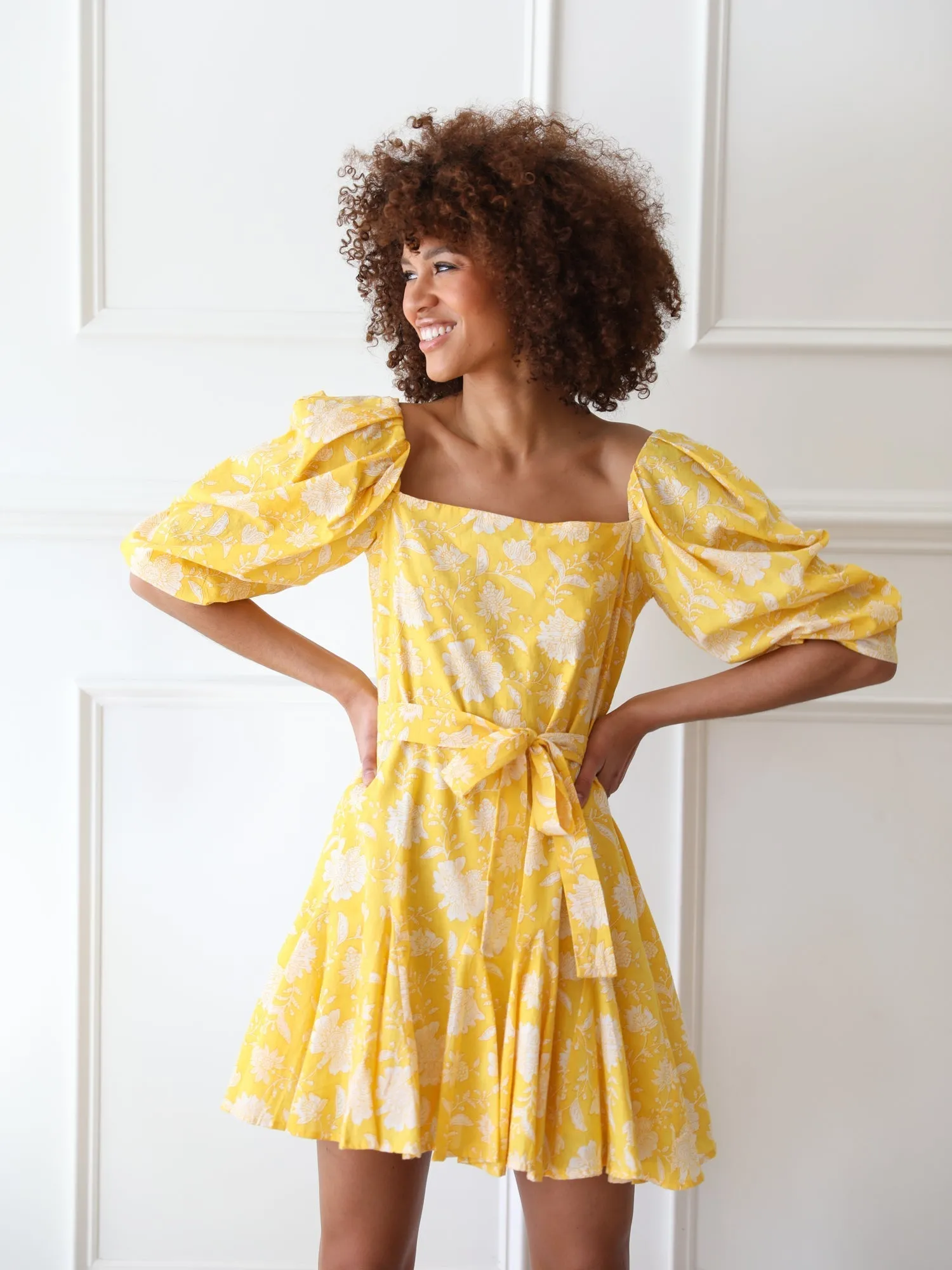 Anais Dress in Yellow Zinnia neutral tone