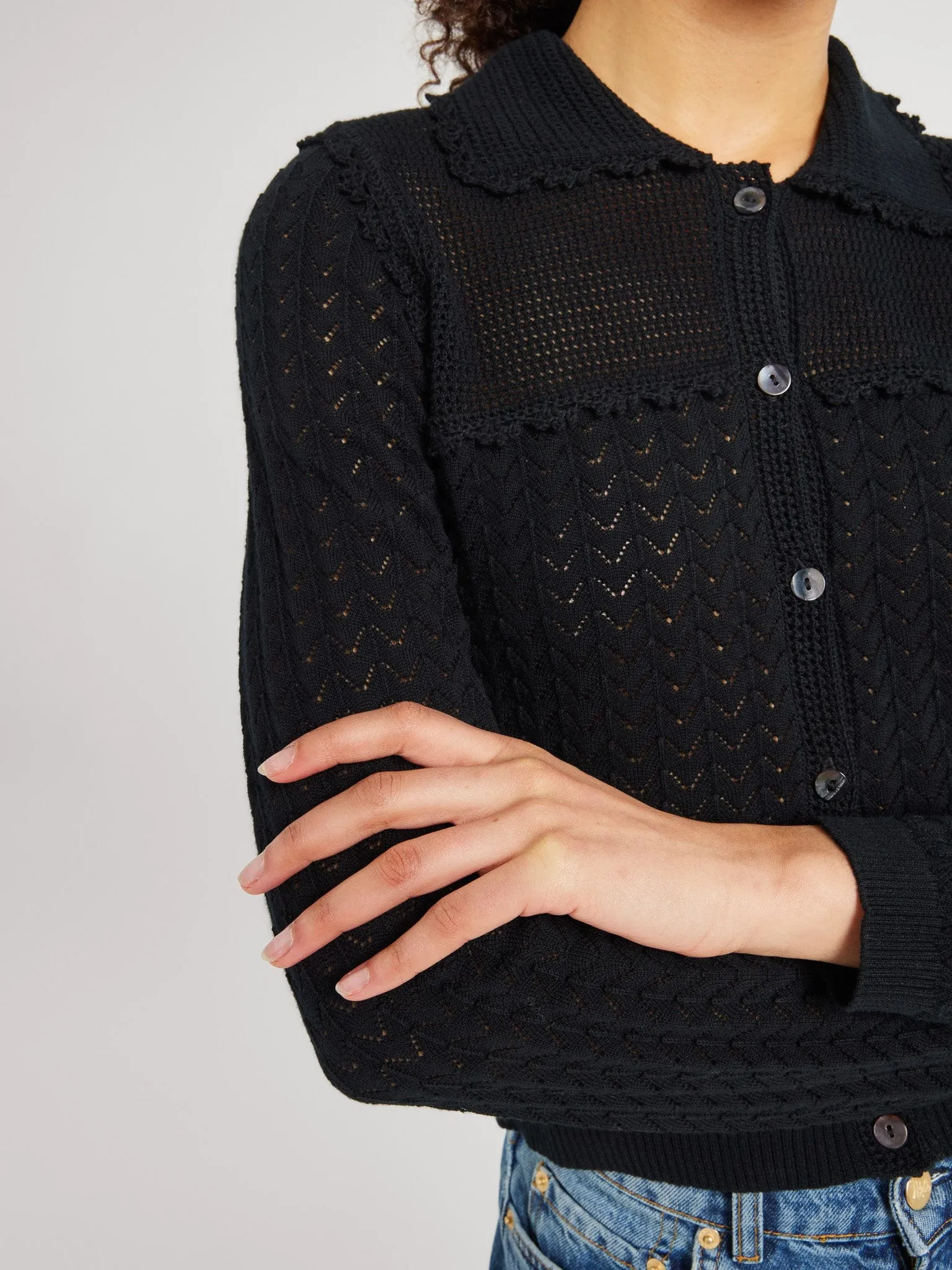 Andie Cardigan in Black Warm Texture