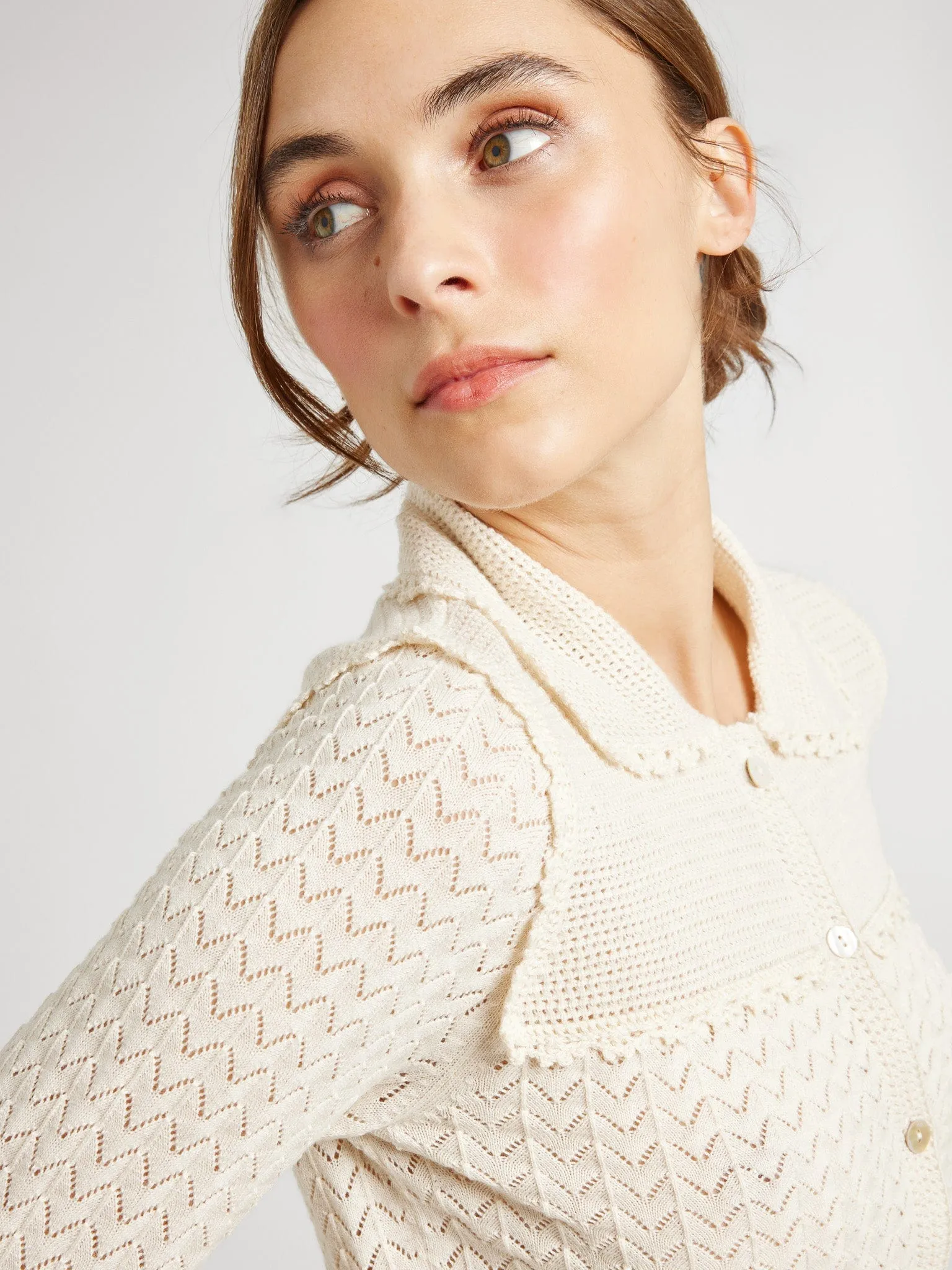 Andie Cardigan in Ivory Smart Look