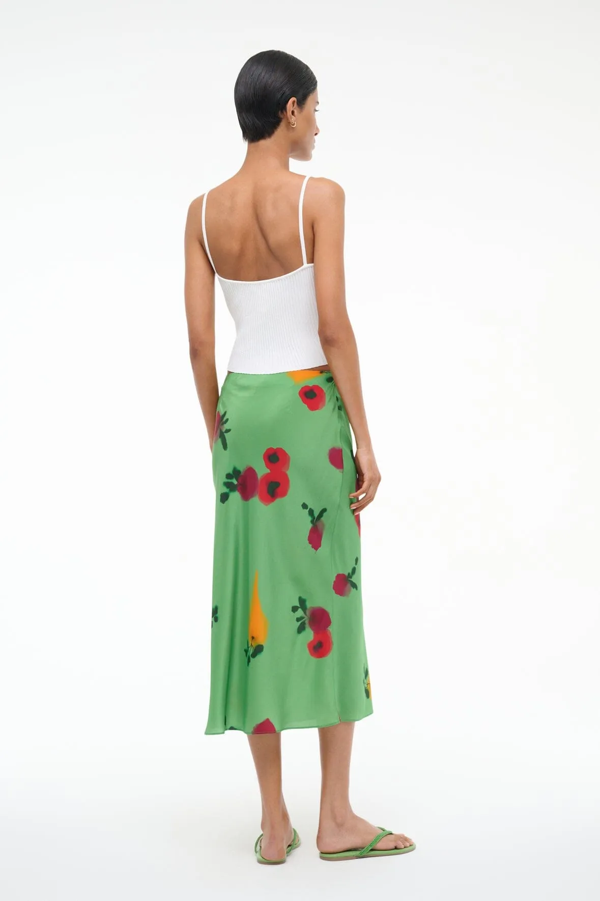 ANGELA SILK SKIRT | FARMERS MARKET LEAF romantic date