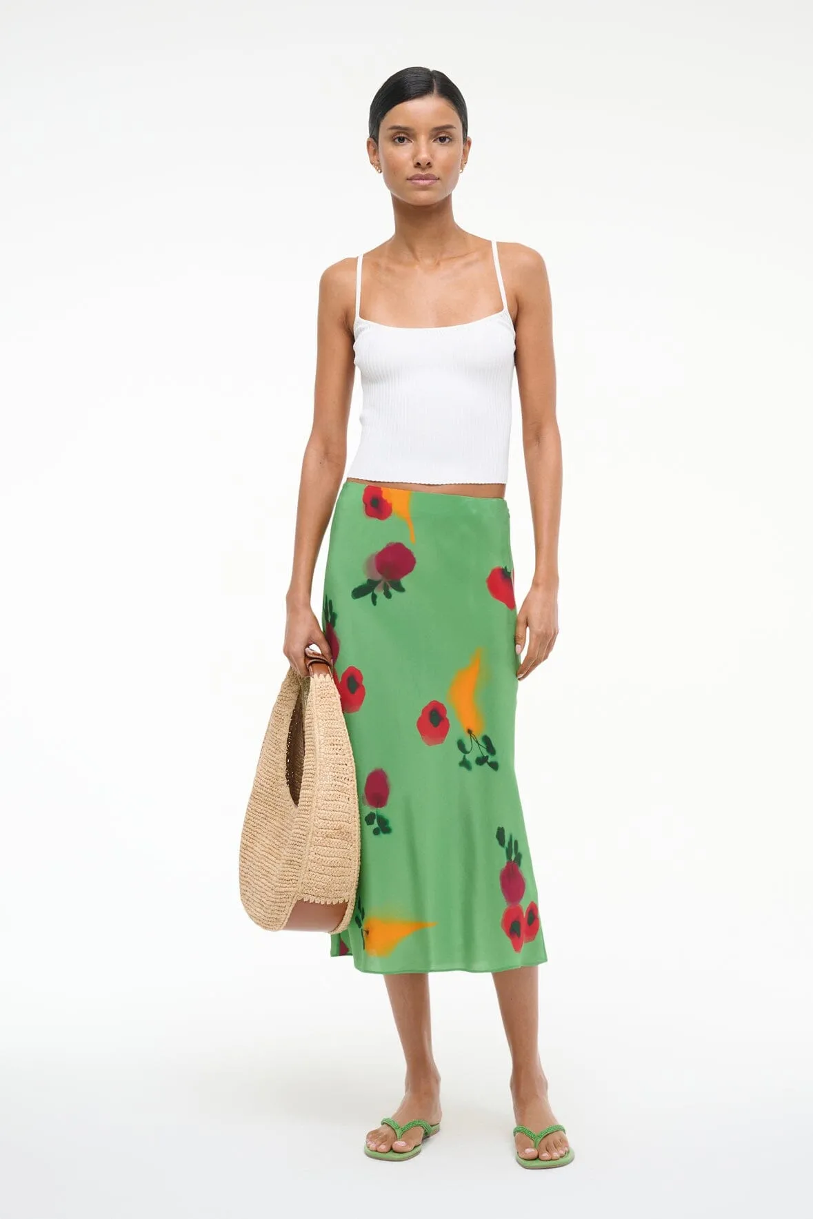 ANGELA SILK SKIRT | FARMERS MARKET LEAF free style