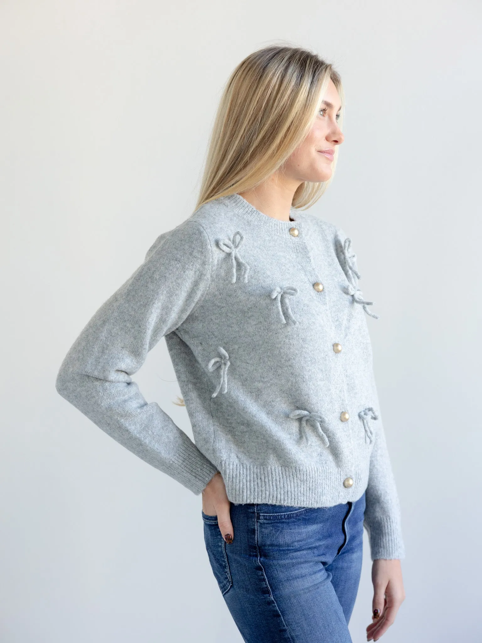Annie Bow Cardigan Grey All Day