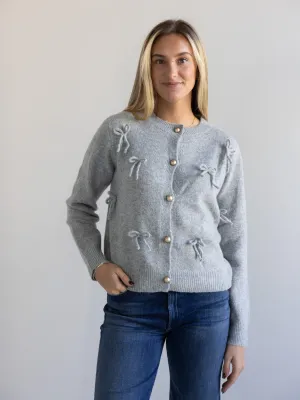 Annie Bow Cardigan Grey Art Vibe