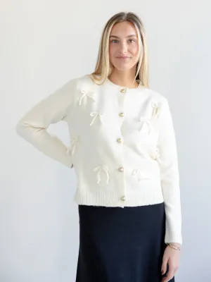 Annie Bow Cardigan Ivory Quiet Style