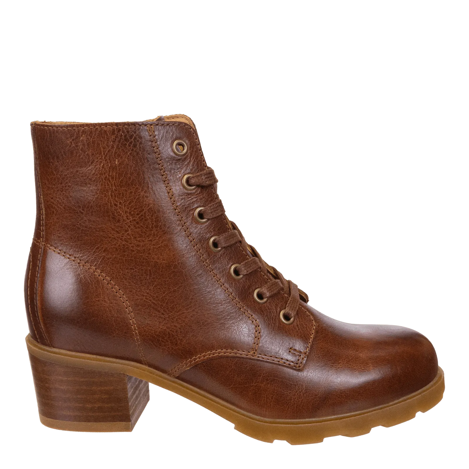 ARC in BROWN LEATHER Heeled Ankle Boots Breath fleece