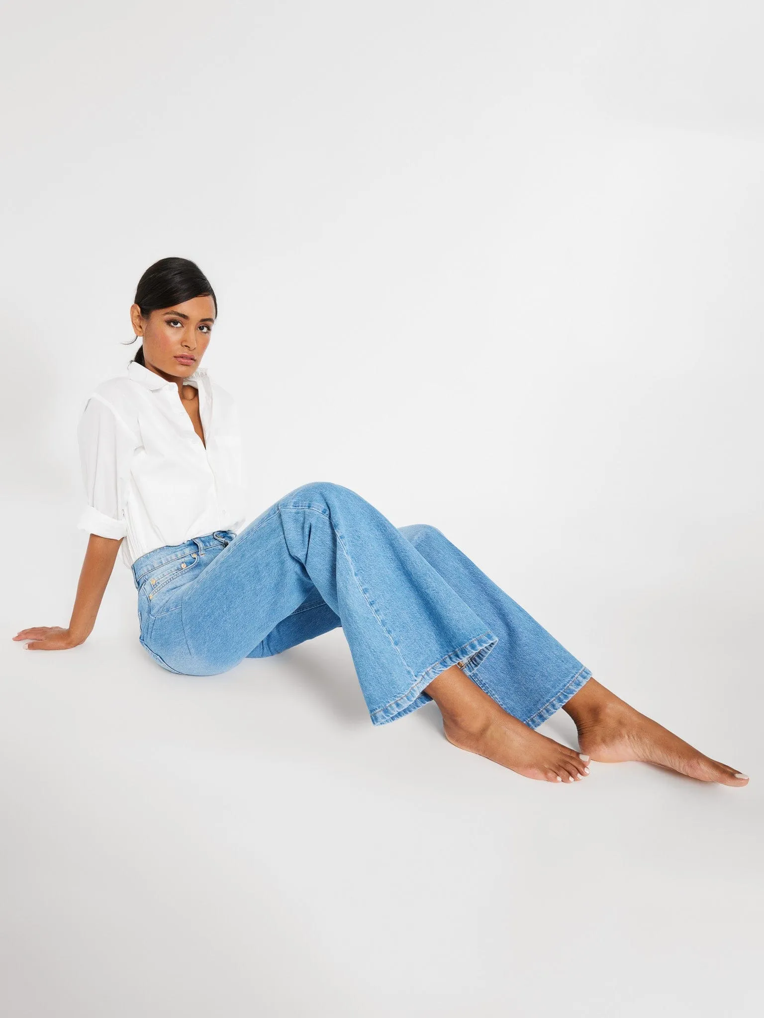 Ashton High Rise Wide Leg Flare Jean in Malibu sleek design