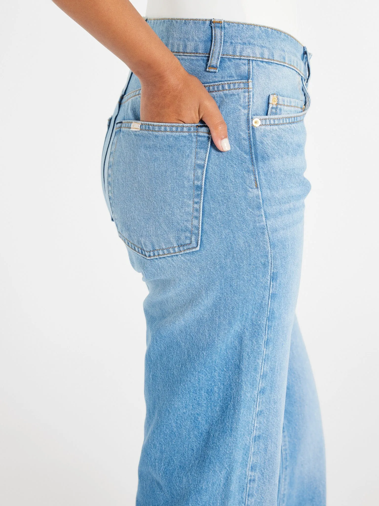 Ashton High Rise Wide Leg Flare Jean in Malibu thermal regulation