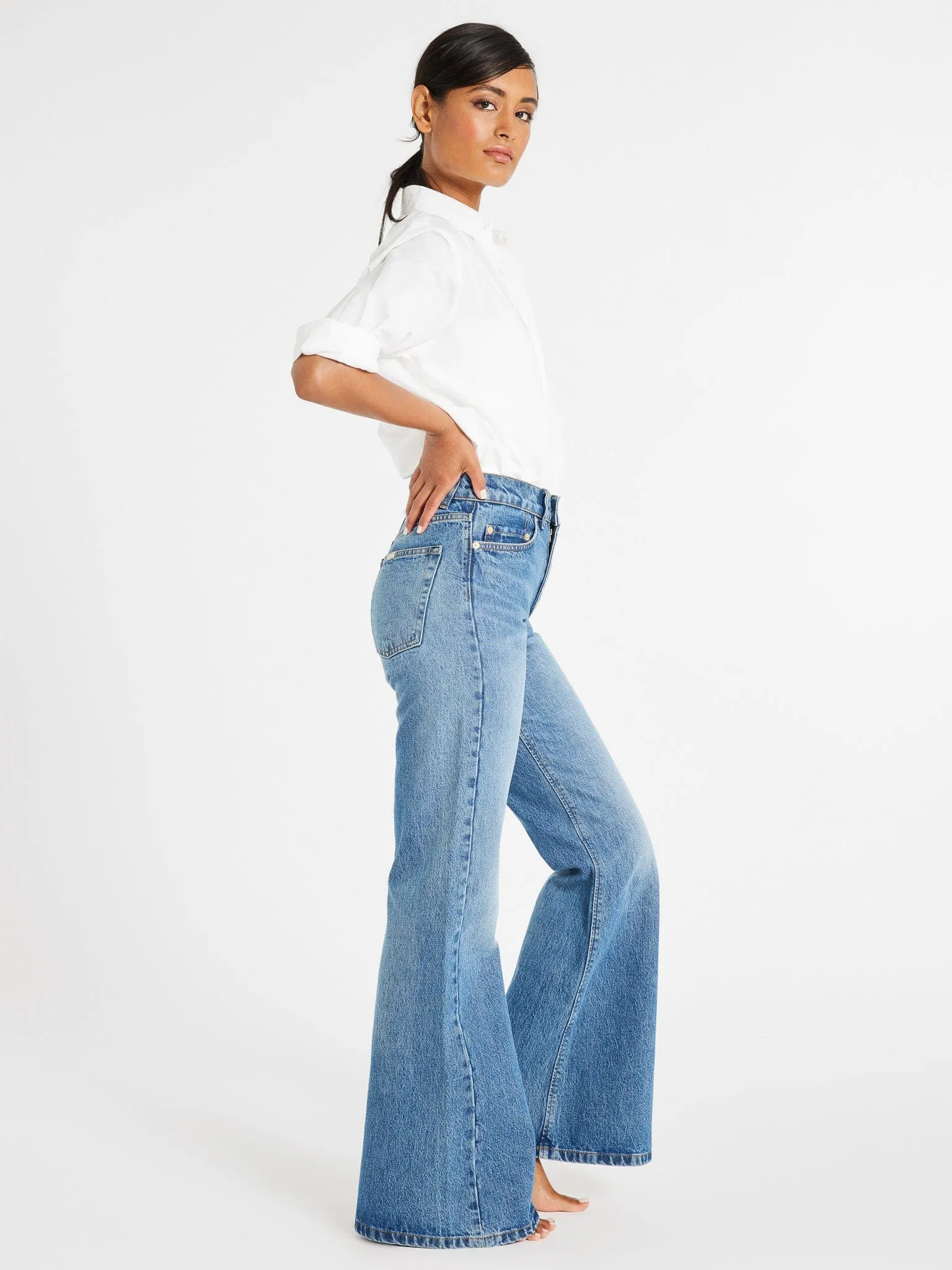 Ashton High Rise Wide Leg Flare Jean in Montecito trendy design