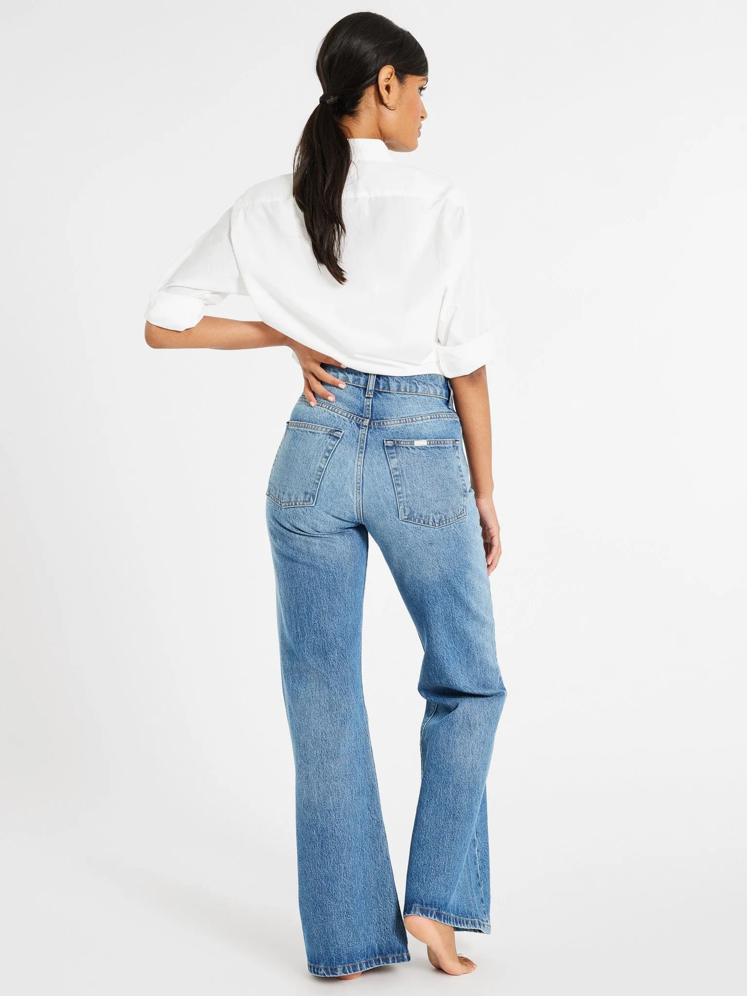 Ashton High Rise Wide Leg Flare Jean in Montecito lined interior