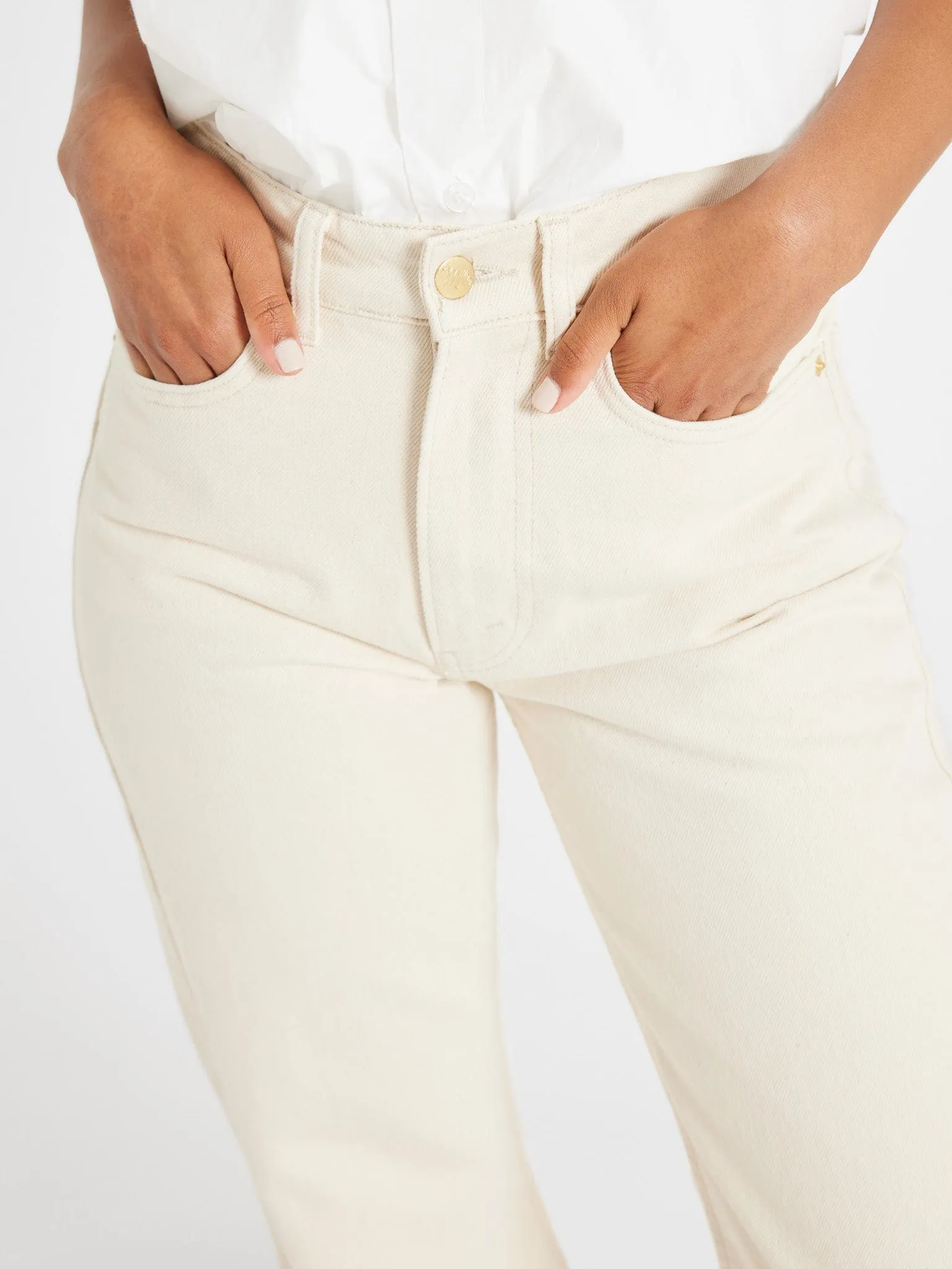 Ashton High Rise Wide Leg Flare Jean in Sand classic appeal