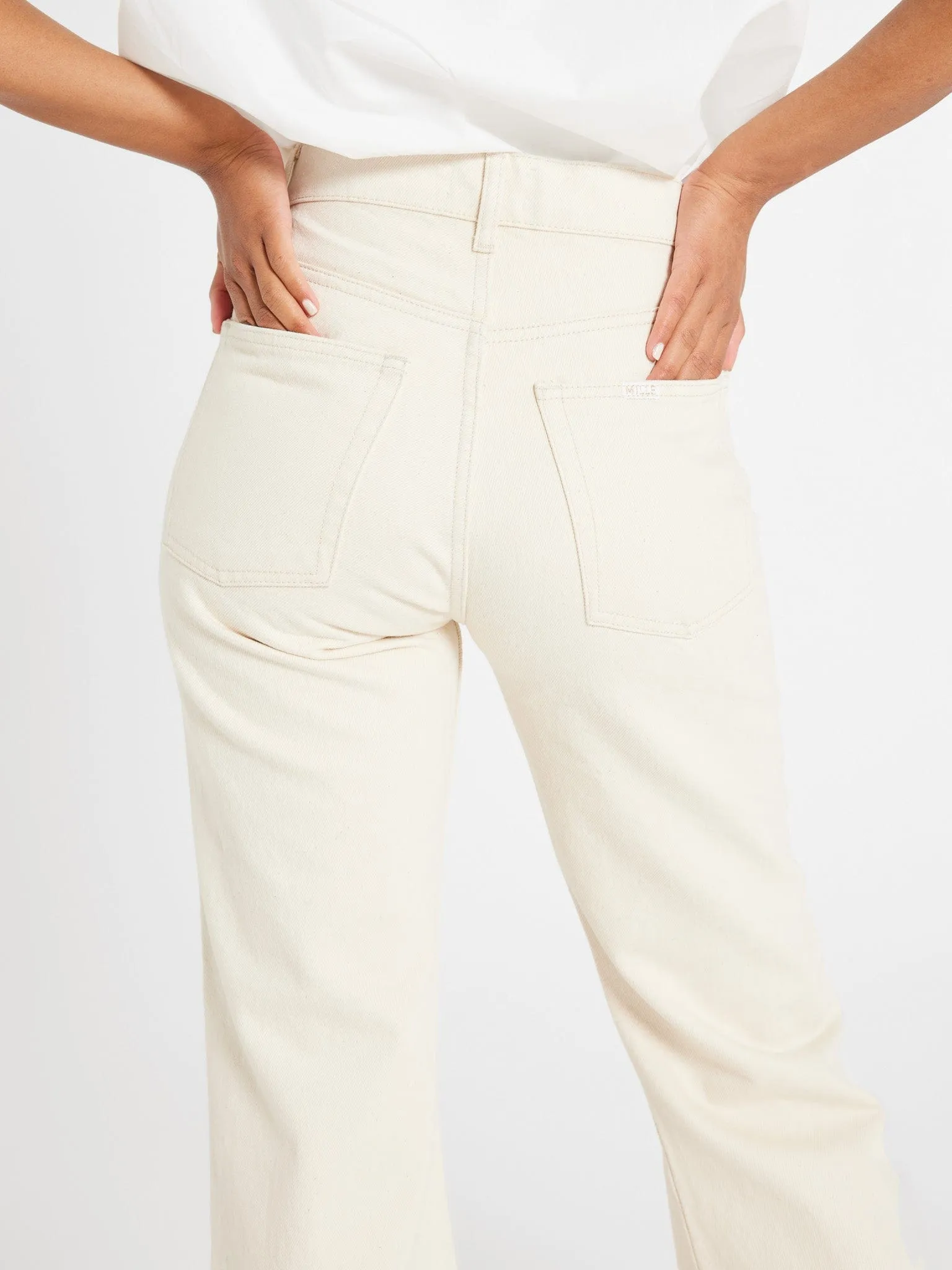 Ashton High Rise Wide Leg Flare Jean in Sand eco friendly