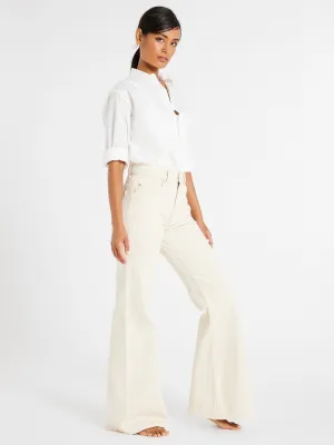 Ashton High Rise Wide Leg Flare Jean in Sand adaptive fit