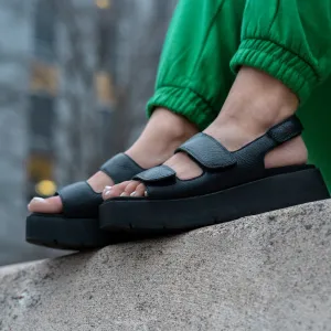 ASSIMILATE in BLACK Platform Sandals flexible foot
