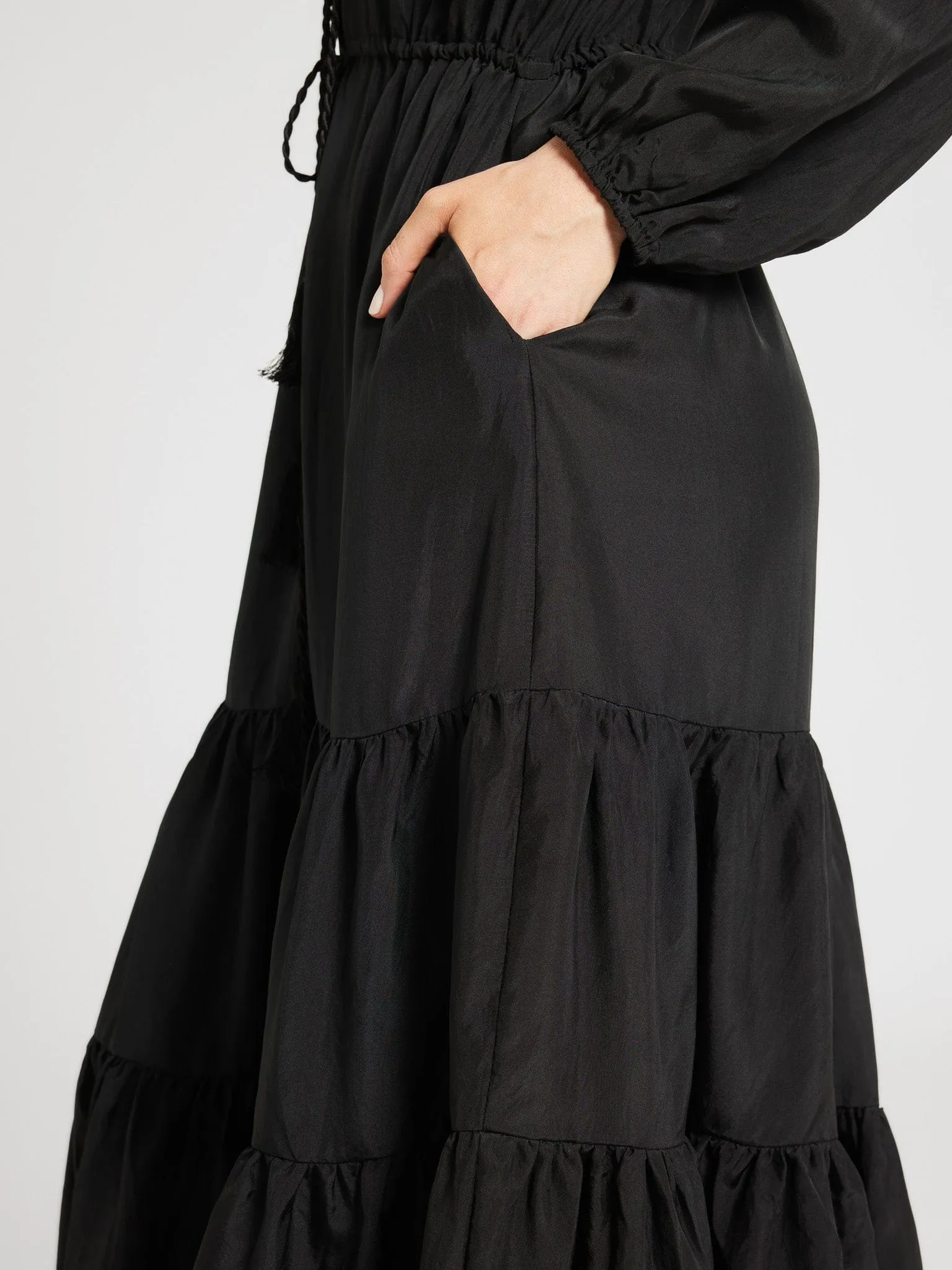 Astrid Dress in Black Silk edgy charm