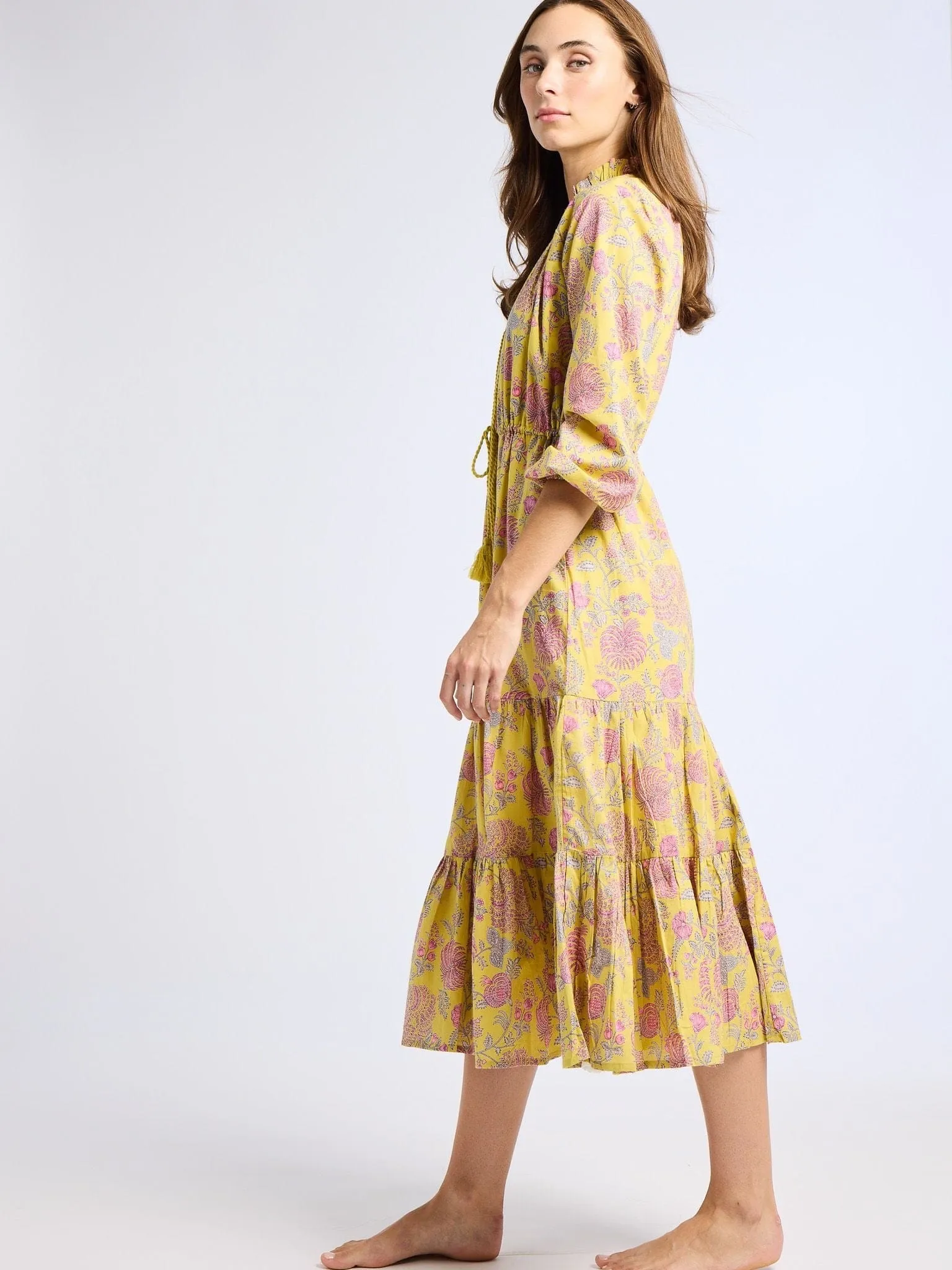 Astrid Dress in Citron Floral light wrap