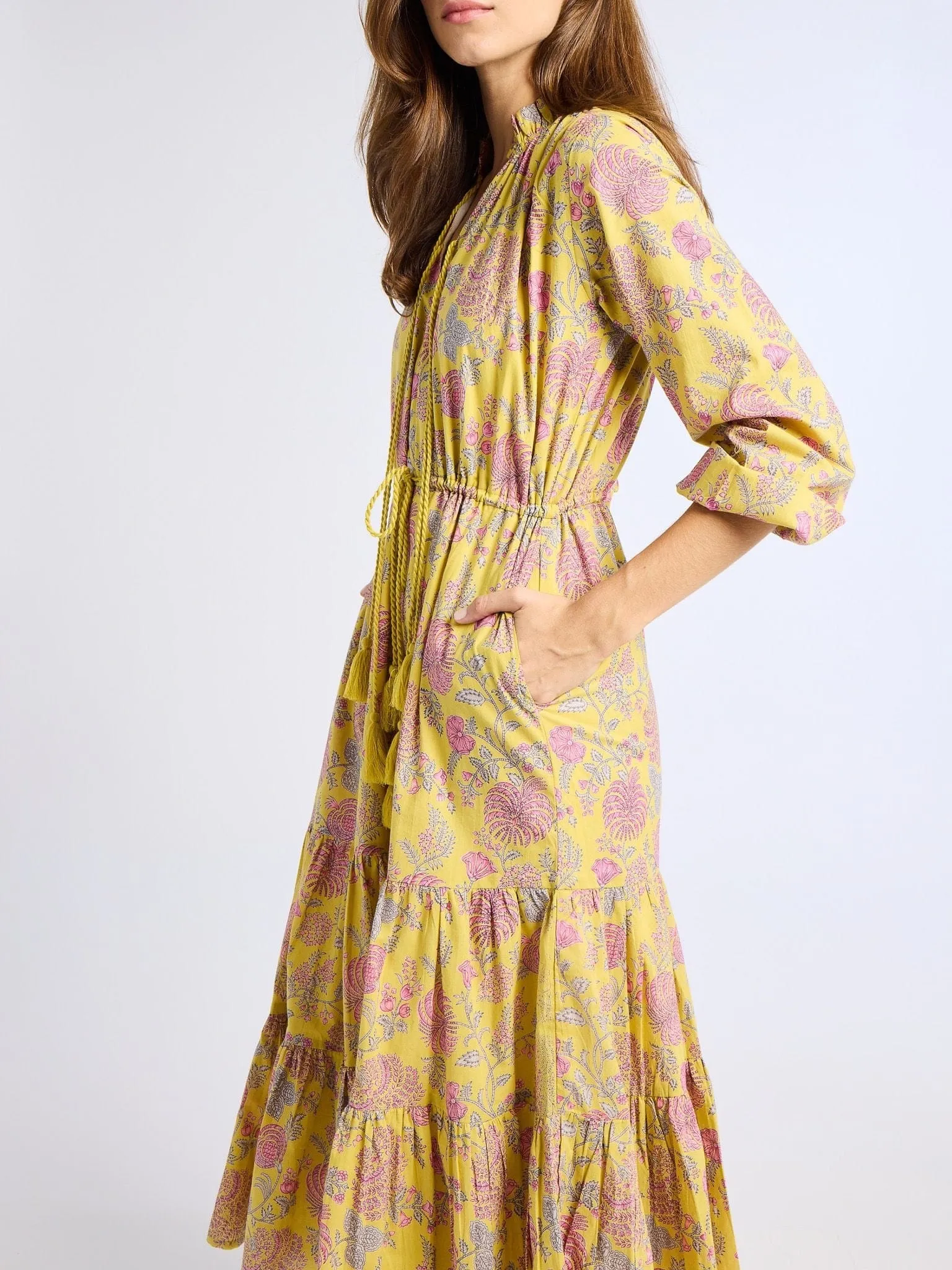 Astrid Dress in Citron Floral feminine side