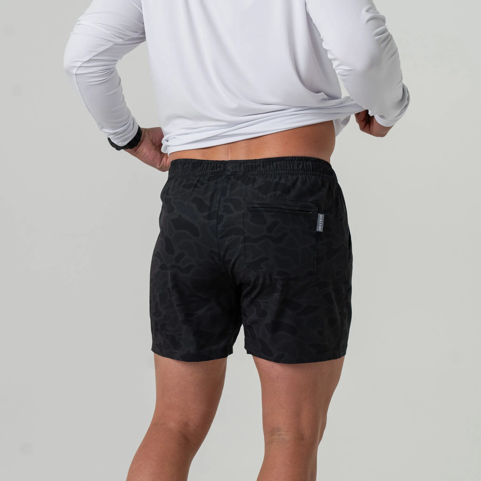 Athletic Short - Black Camo - Black Liner beach style