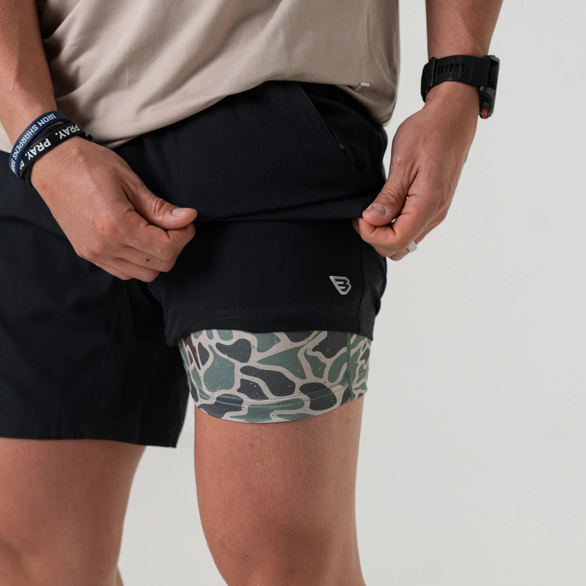 Athletic Short - Heather Black - Retro Duck Camo Liner trendy basic