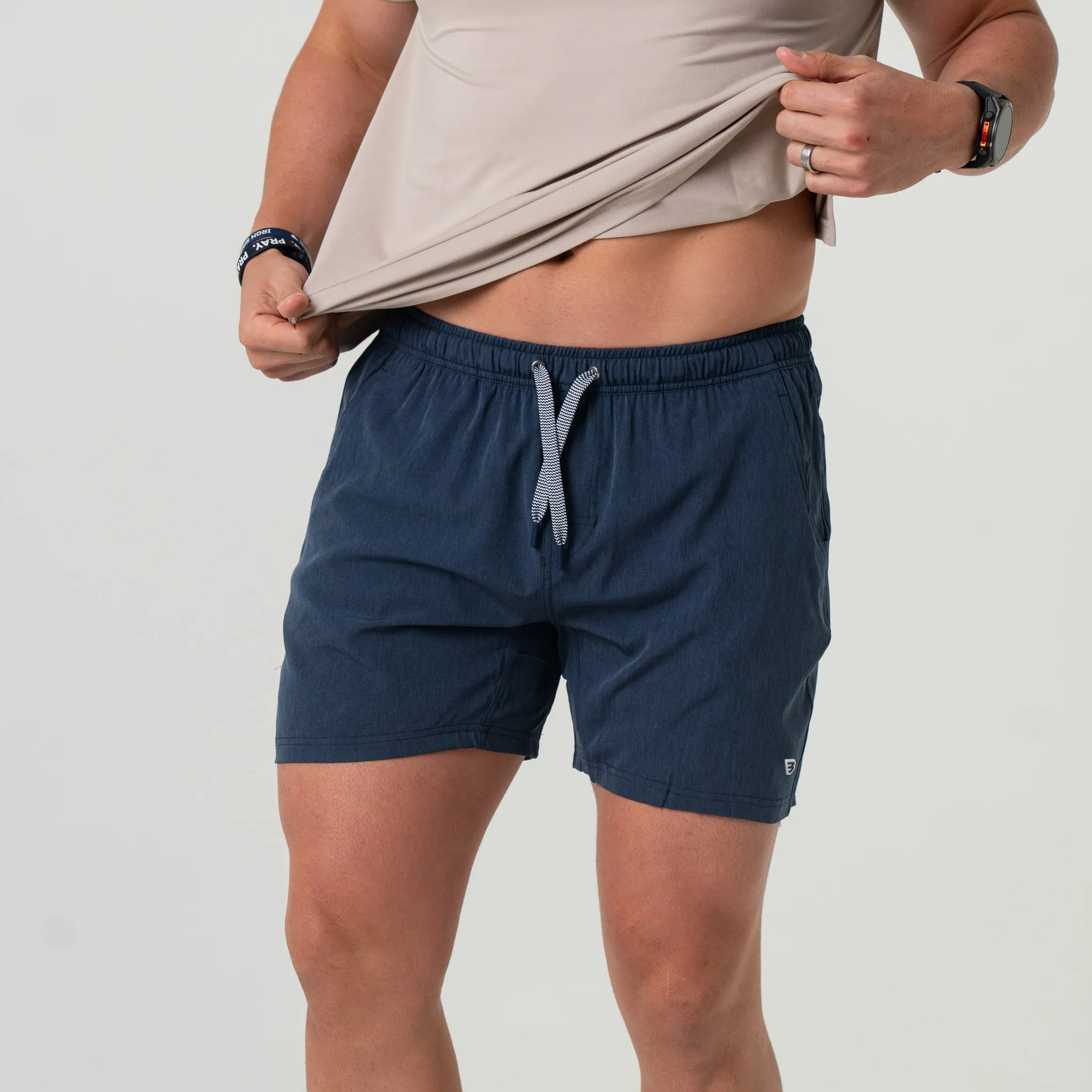 Athletic Short - Heather Navy - American Flag Liner street trend