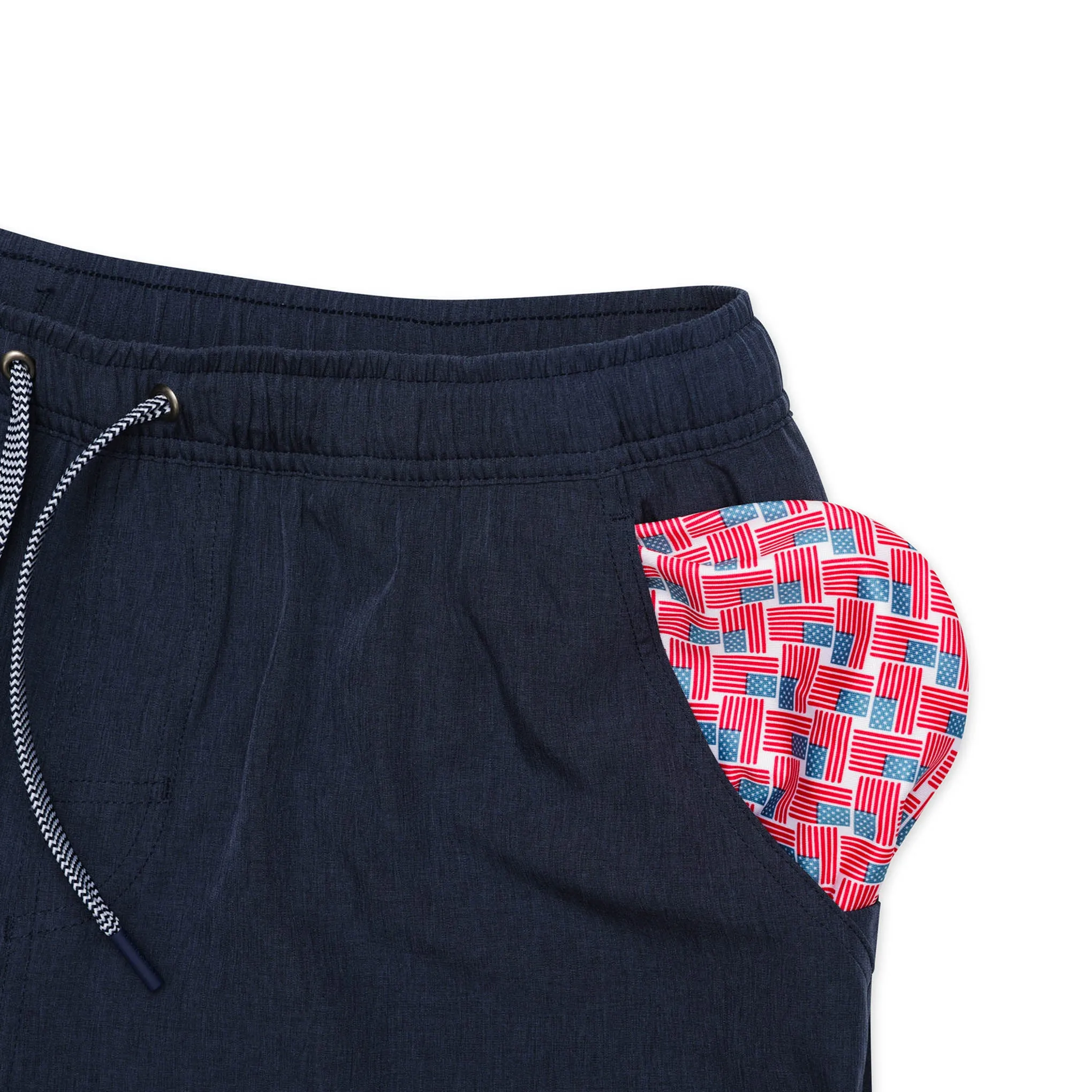 Athletic Short - Heather Navy - American Flag Liner color options
