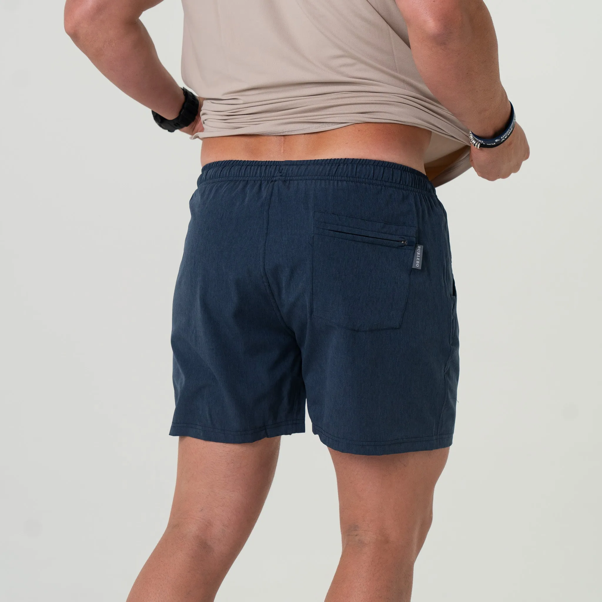 Athletic Short - Heather Navy - American Flag Liner trendy must-have