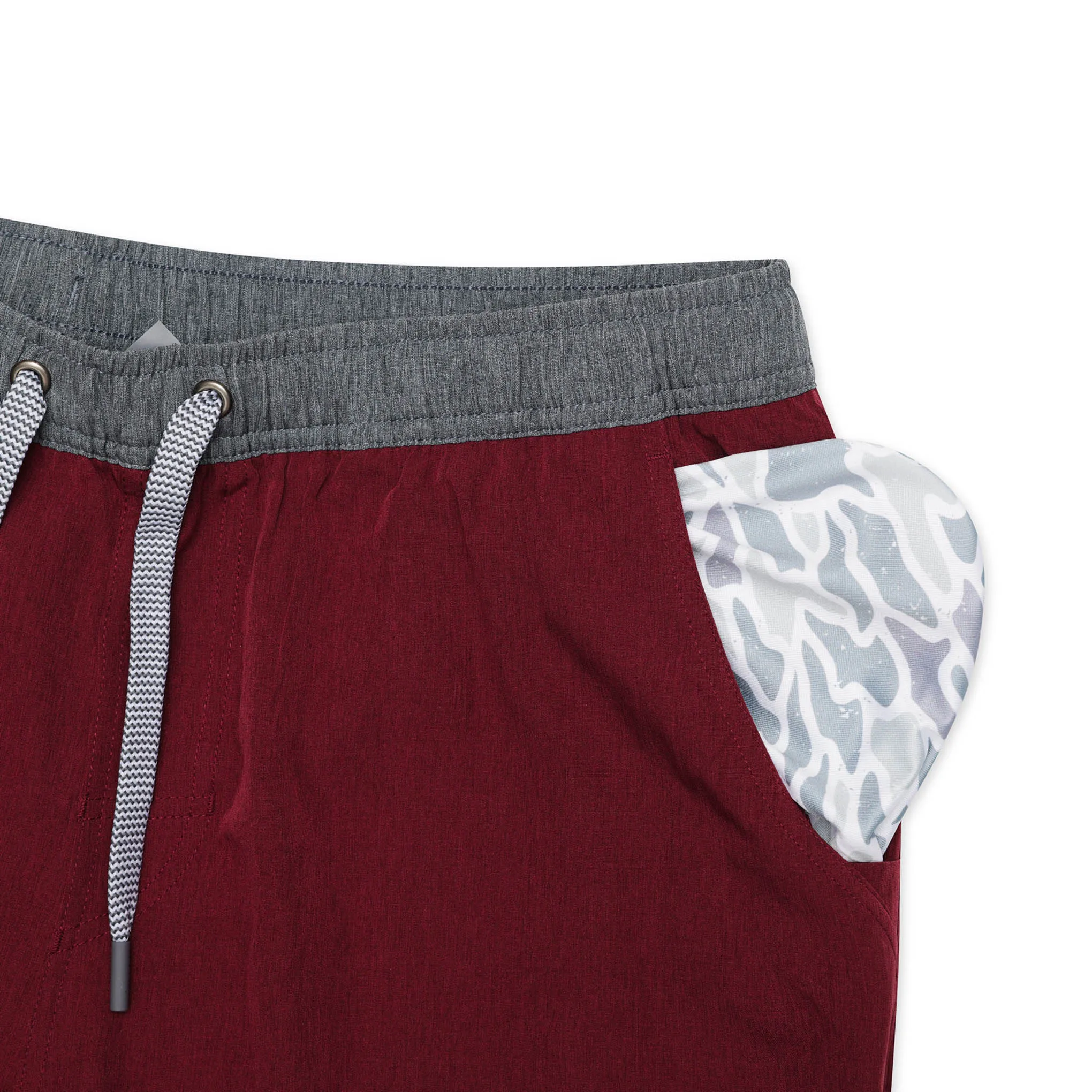 Athletic Short - Maroon - White Camo Liner casual comfort
