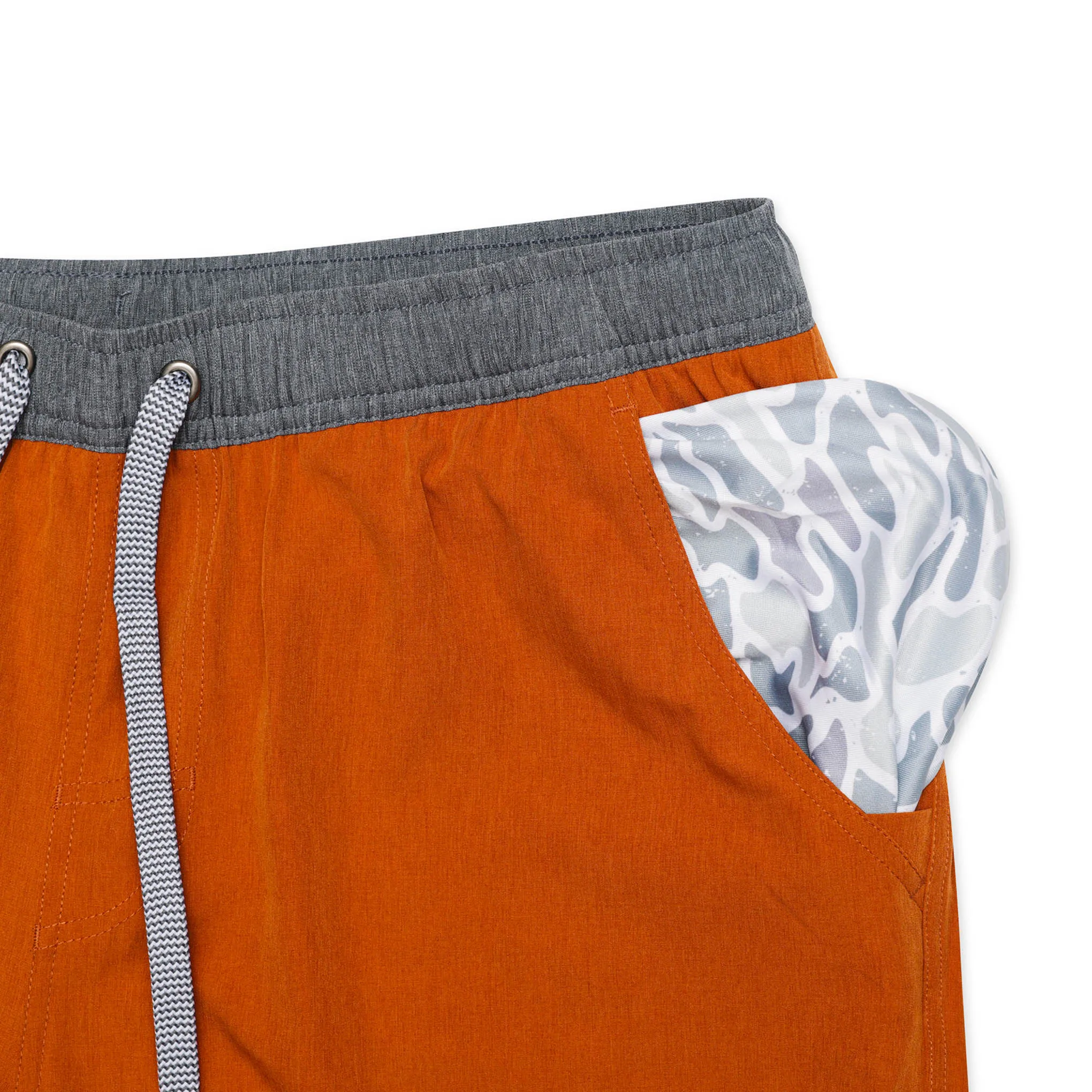 Athletic Short - Orange - White Camo Liner eco material