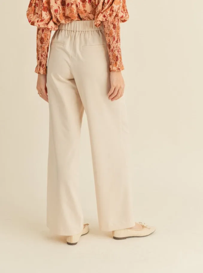 Bambi Trouser in Oat Milk simple design