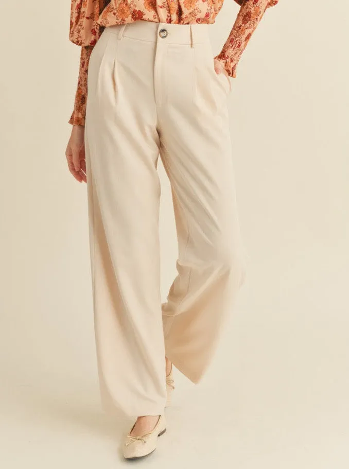 Bambi Trouser in Oat Milk simple design