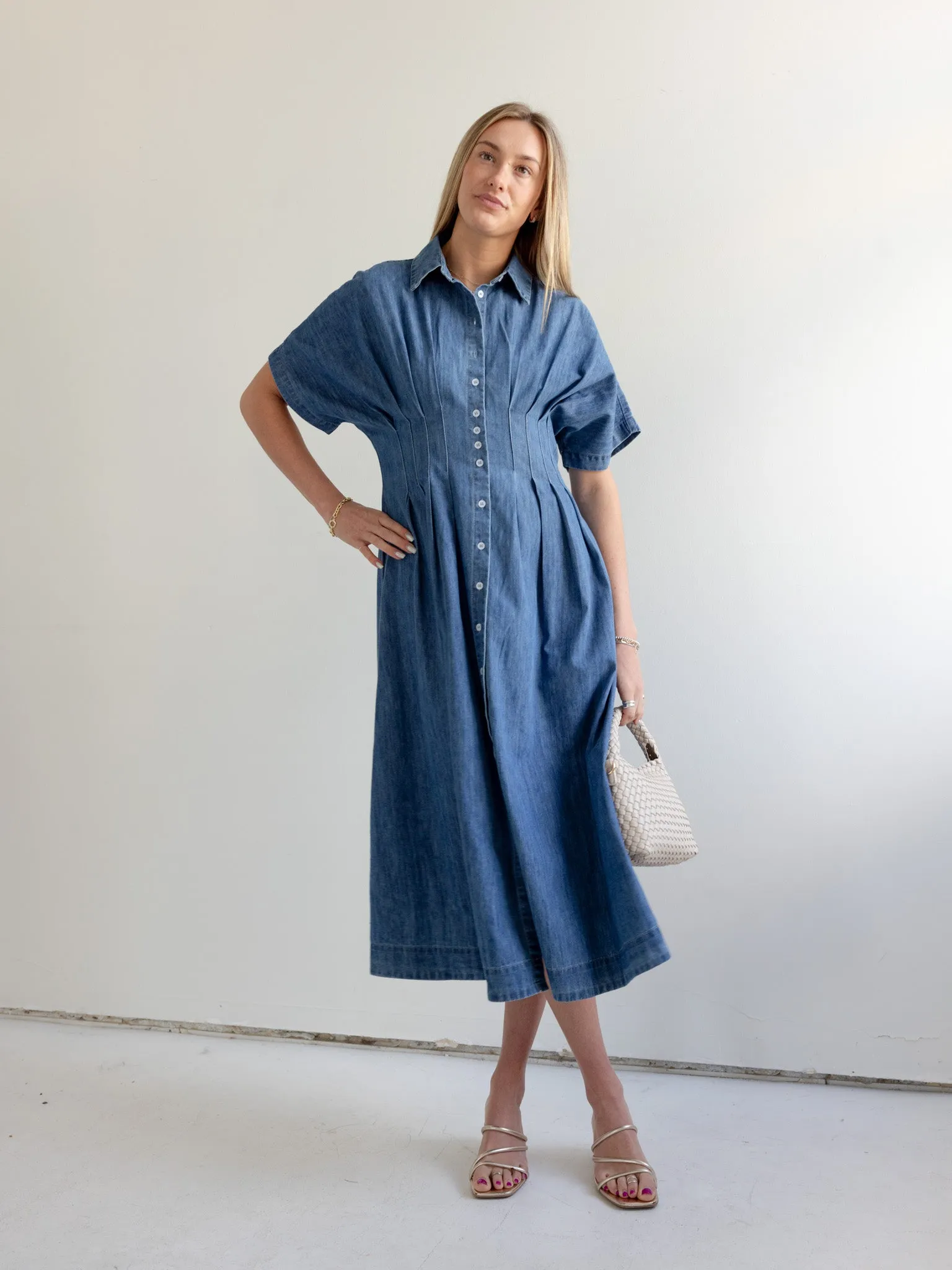 Becca Denim Midi Dress fresh tone
