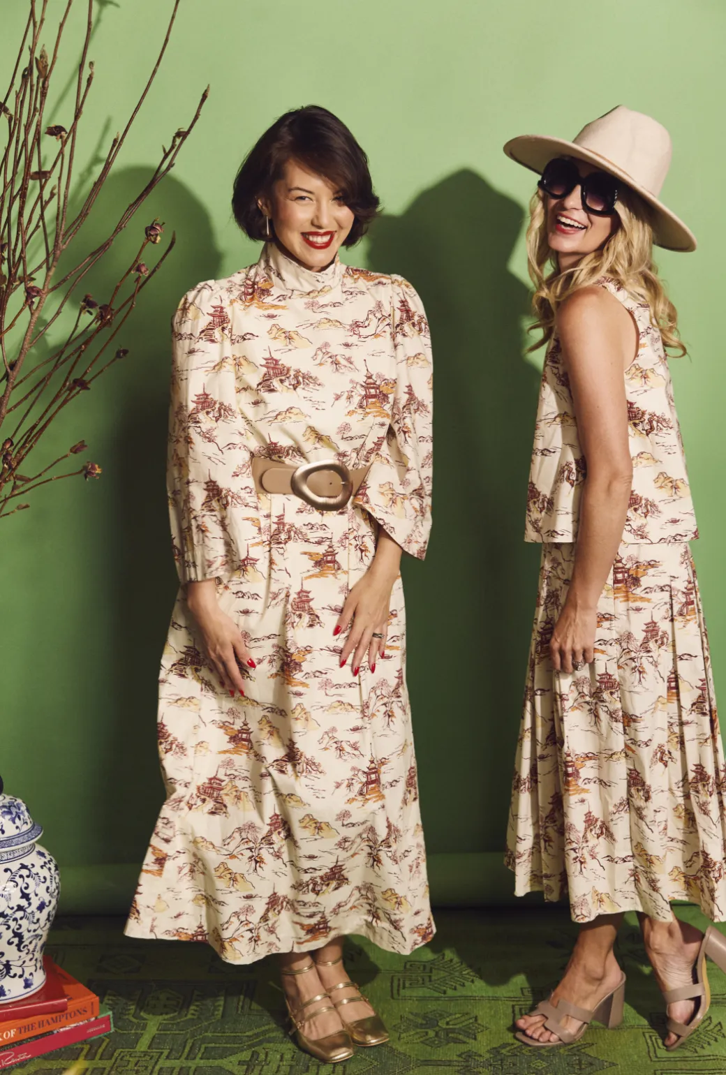 Bell Sleeve Maxi Mod Dress - Chinoiserie natural style