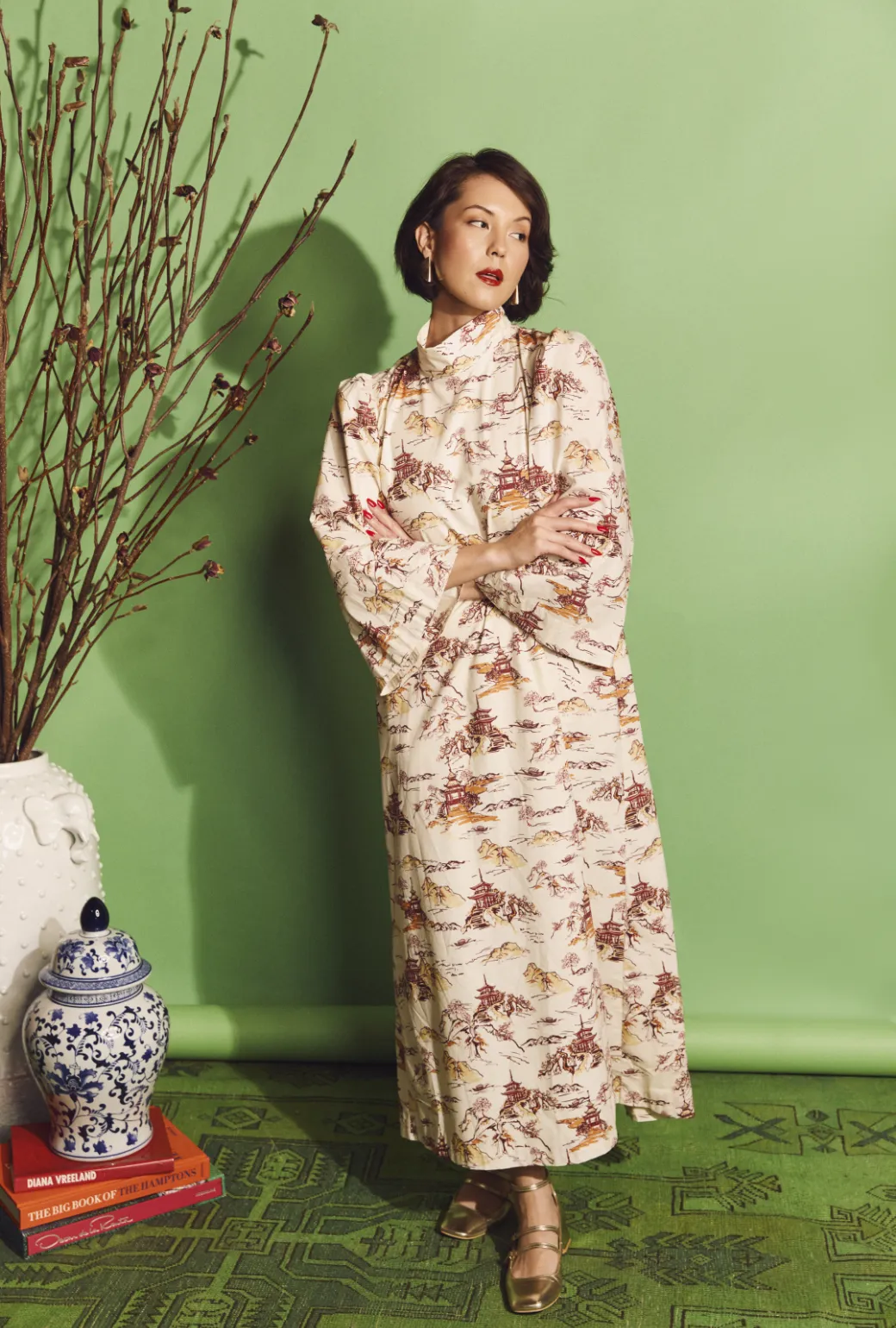 Bell Sleeve Maxi Mod Dress - Chinoiserie chic mood