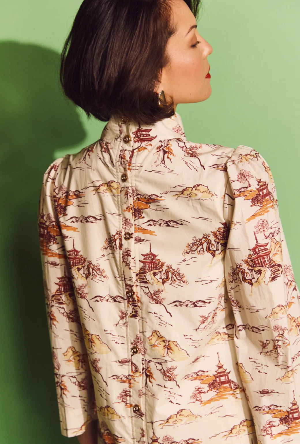 Bell Sleeve Maxi Mod Dress - Chinoiserie light elegance