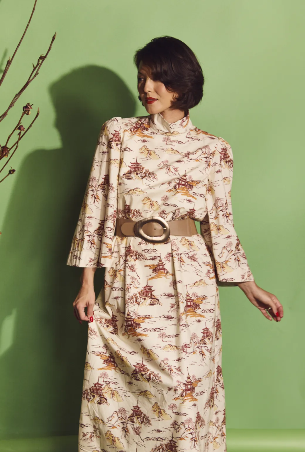 Bell Sleeve Maxi Mod Dress - Chinoiserie sun ready